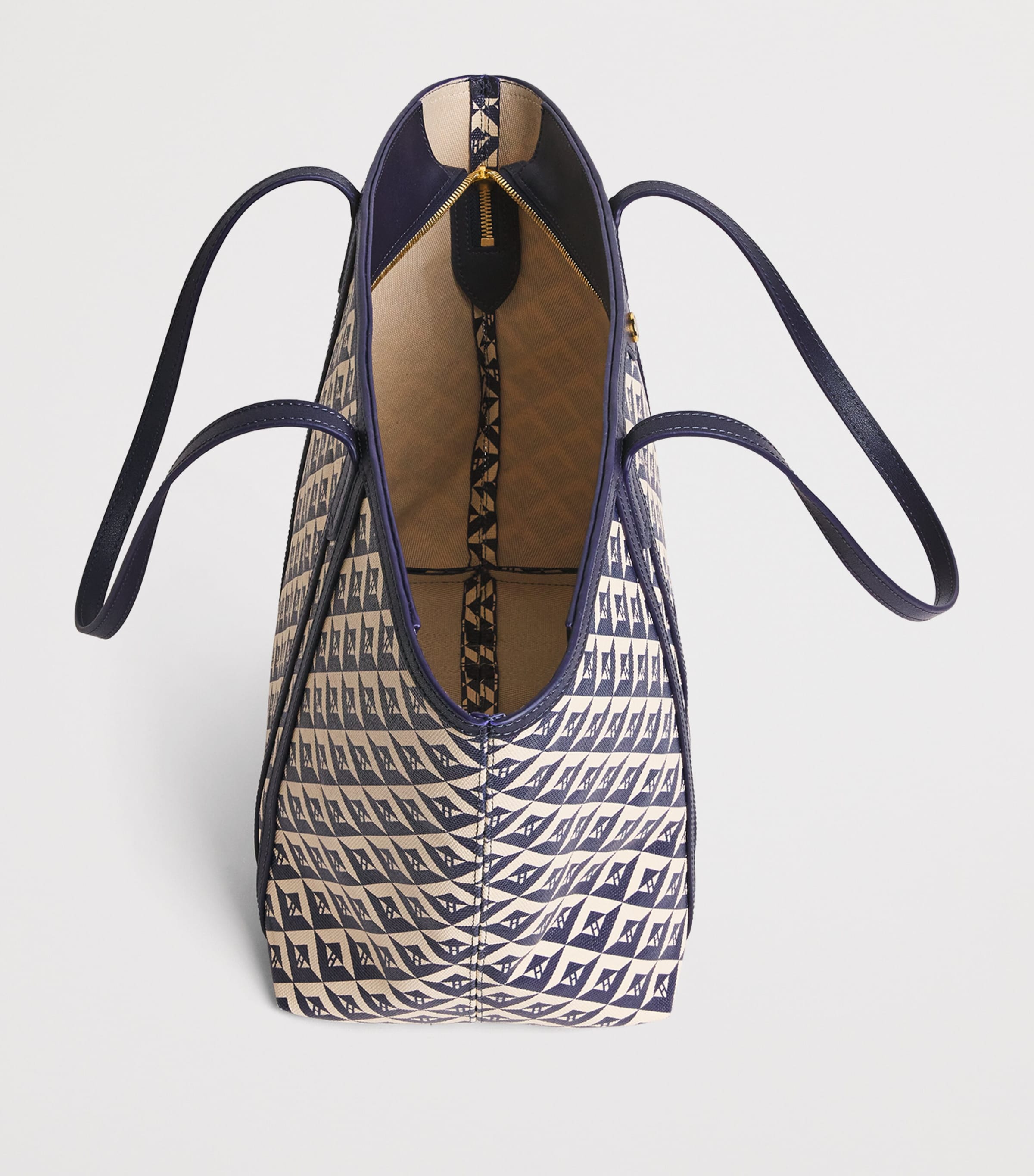 Coated Canvas Geometric Tote Bag NAVY Image 4