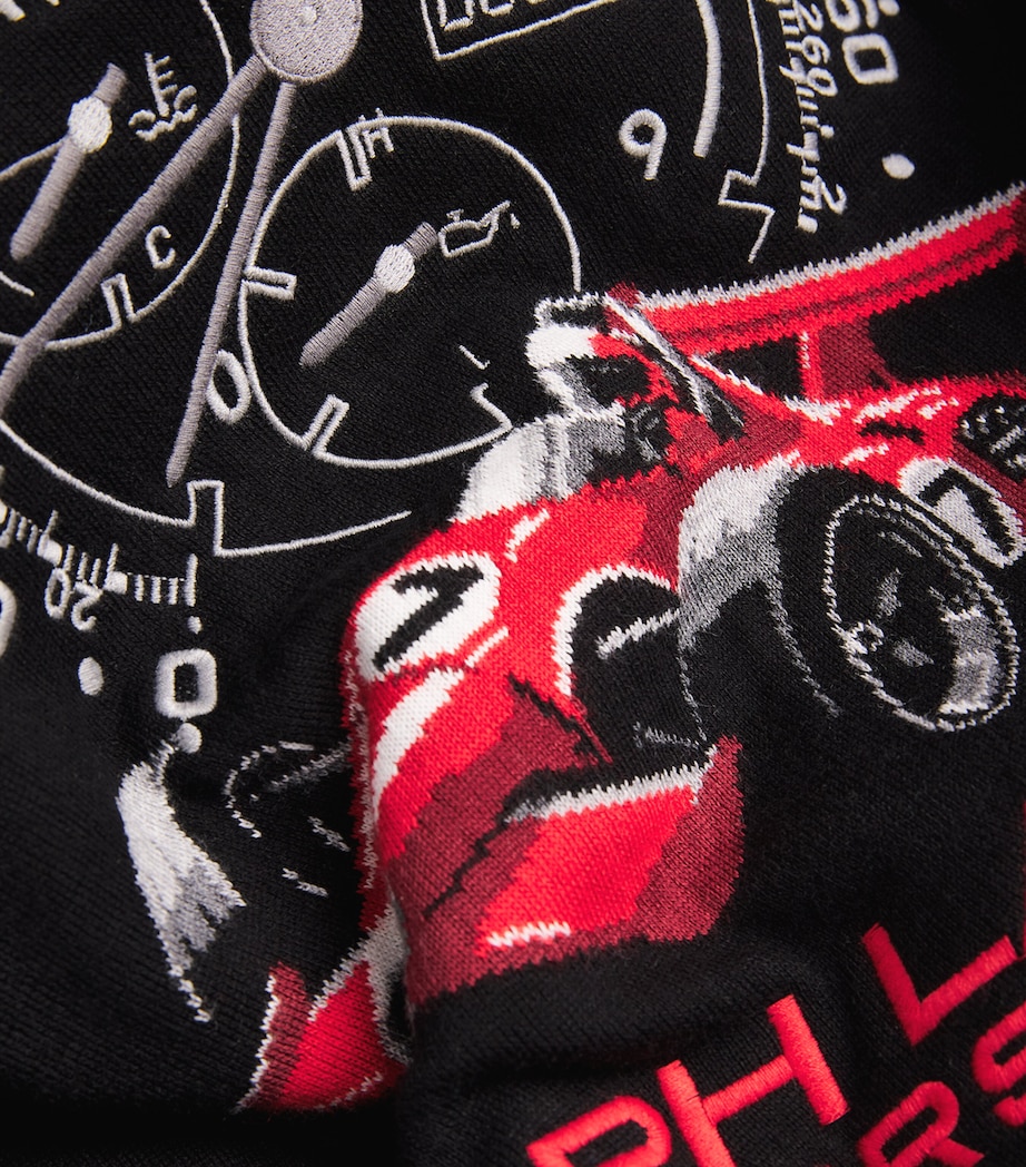 Cotton Racing Intarsia Sweatshirt BLACK Image 5