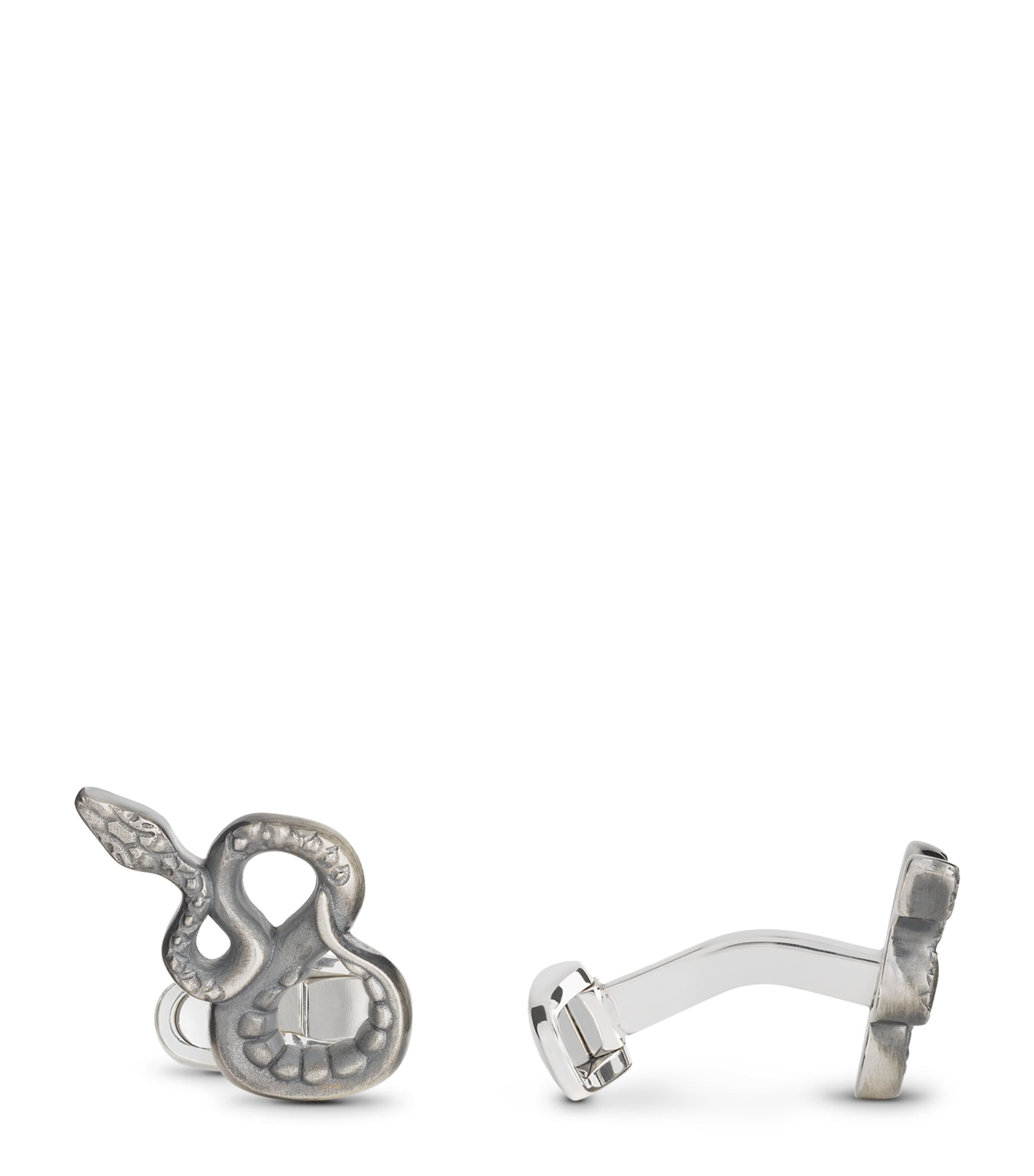 Montblanc Stainless Steel The Legends Of The Zodiac Snake Cufflinks In Metallic