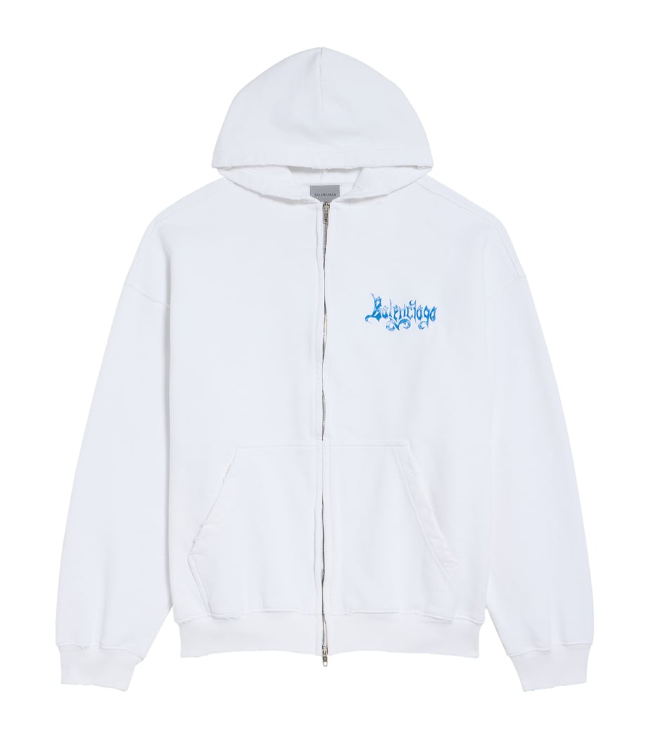 Balenciaga Womens Cotton Sketchy Logo Zip-Up Hoodie Image 1