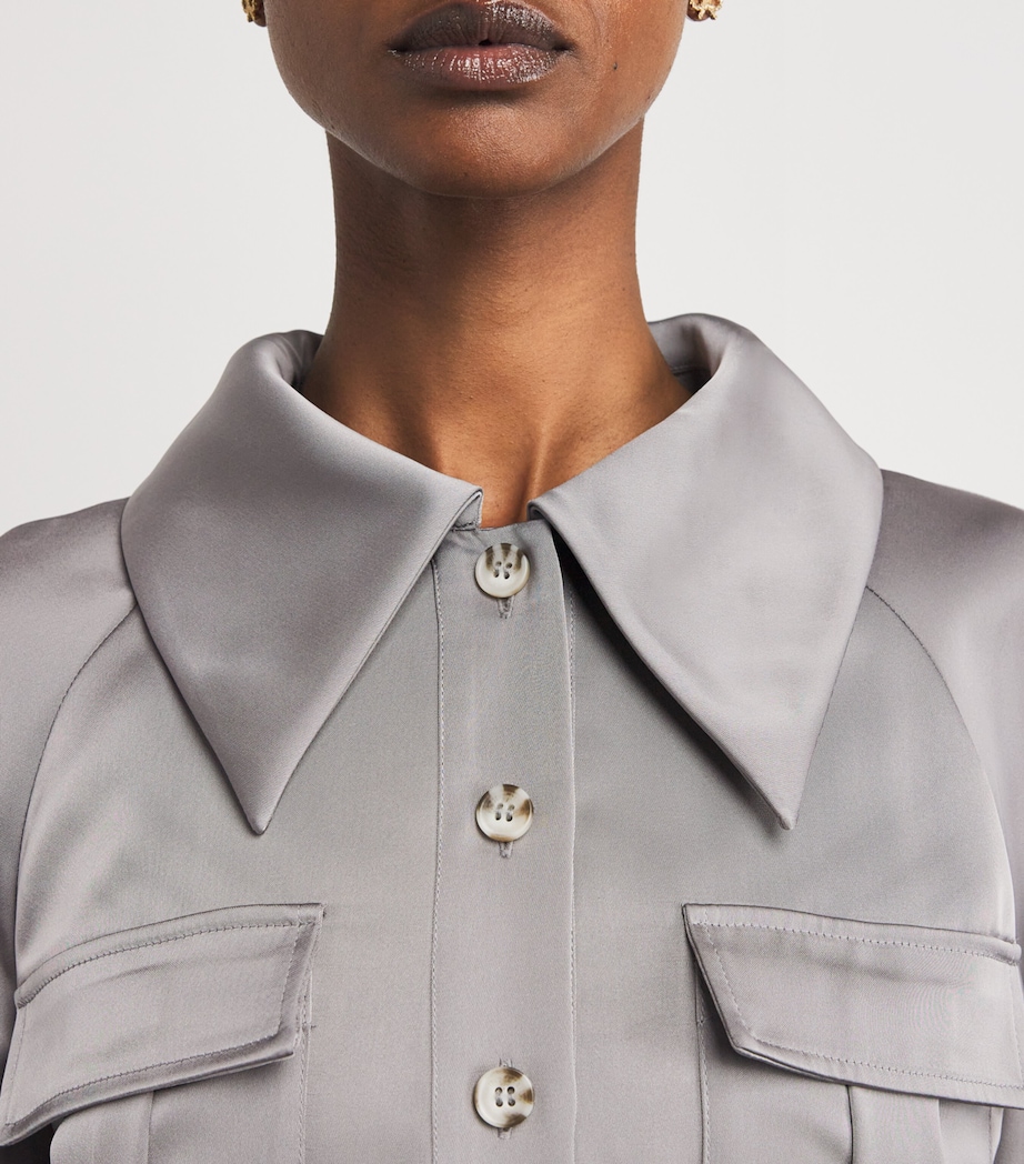 Pleated Shirt Maxi Dress GREY Image 6