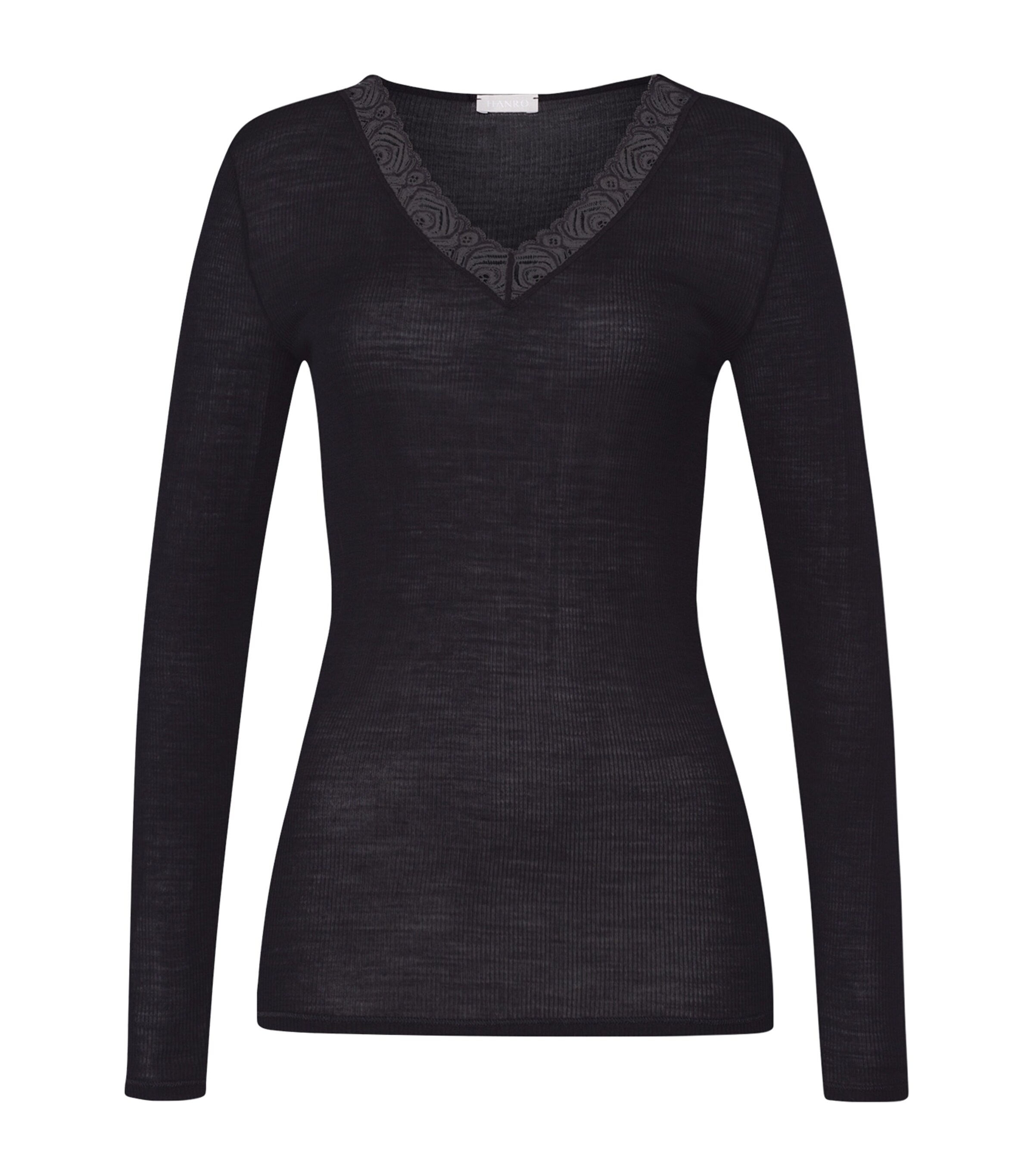 Hanro Wool-Silk Woolen Lace T-Shirt | Women Clothing | Tops | T-Shirts | Loungewear | Lounge Bottoms | Designers | Hanro | Nightwear