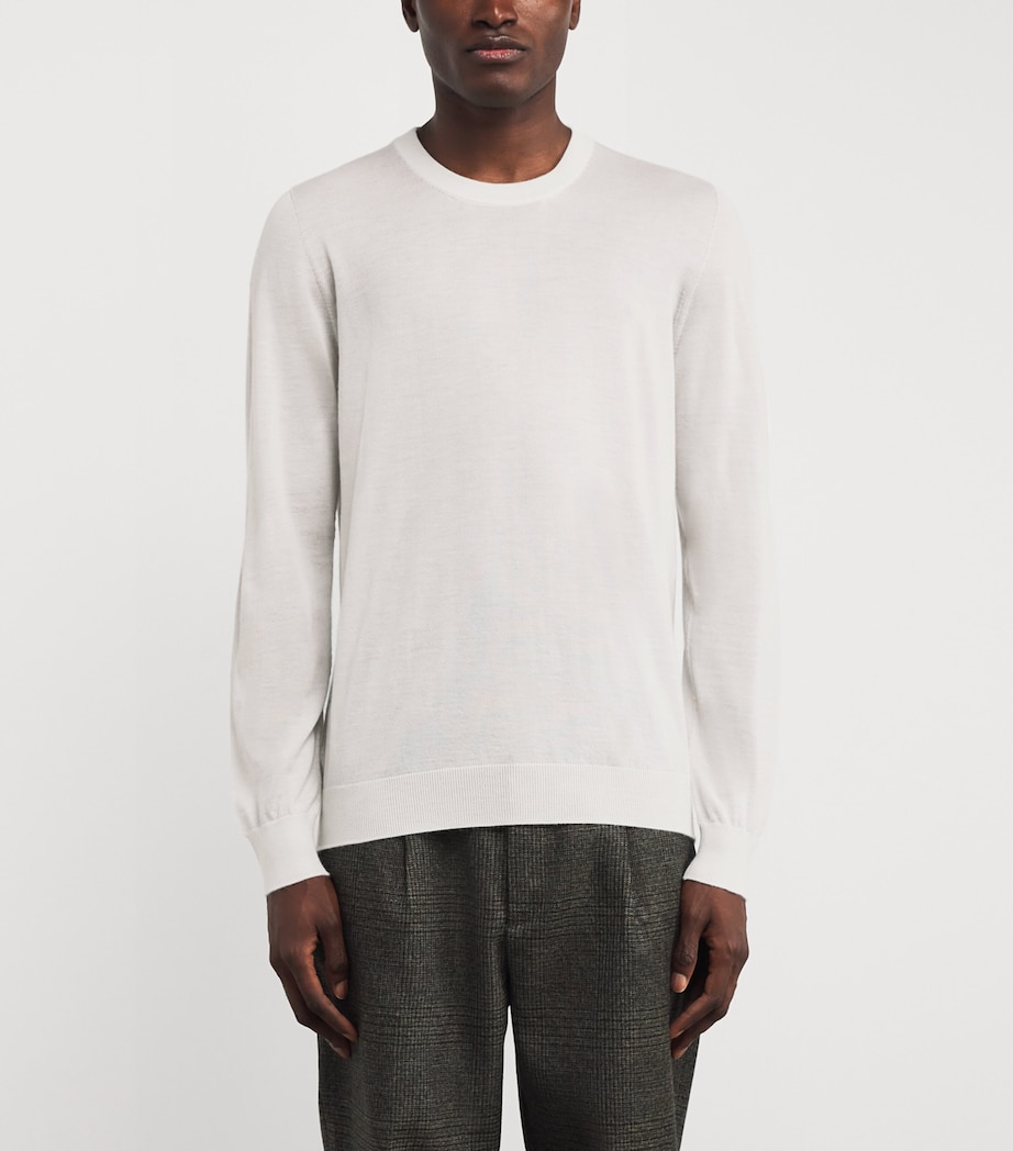 Superfine Cashmere Crew-Neck Sweater HA0327 ZINC WHITE Image 3
