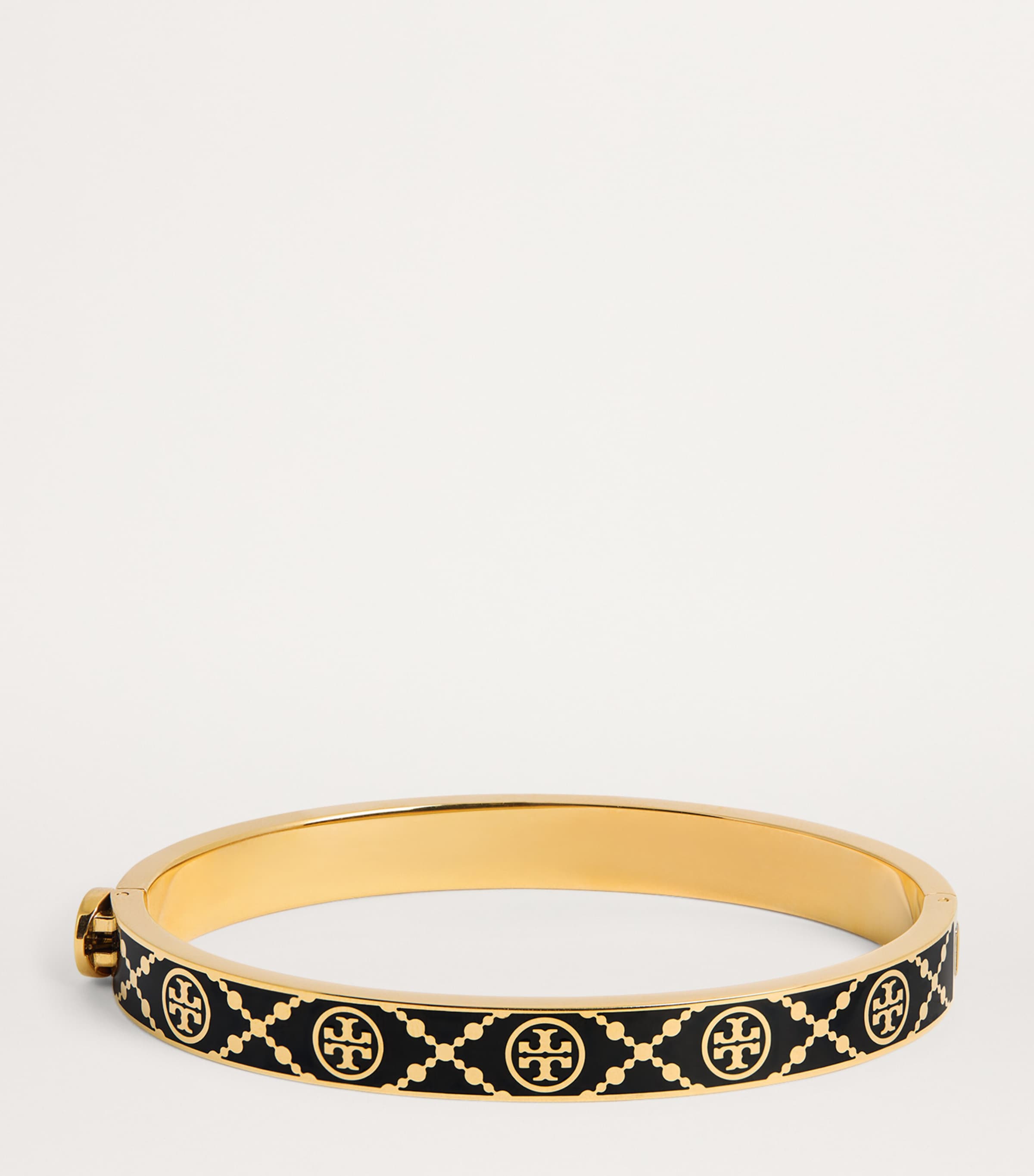 Double T Monogram Hinge Bangle TORY GOLD / BLACK Image 3
