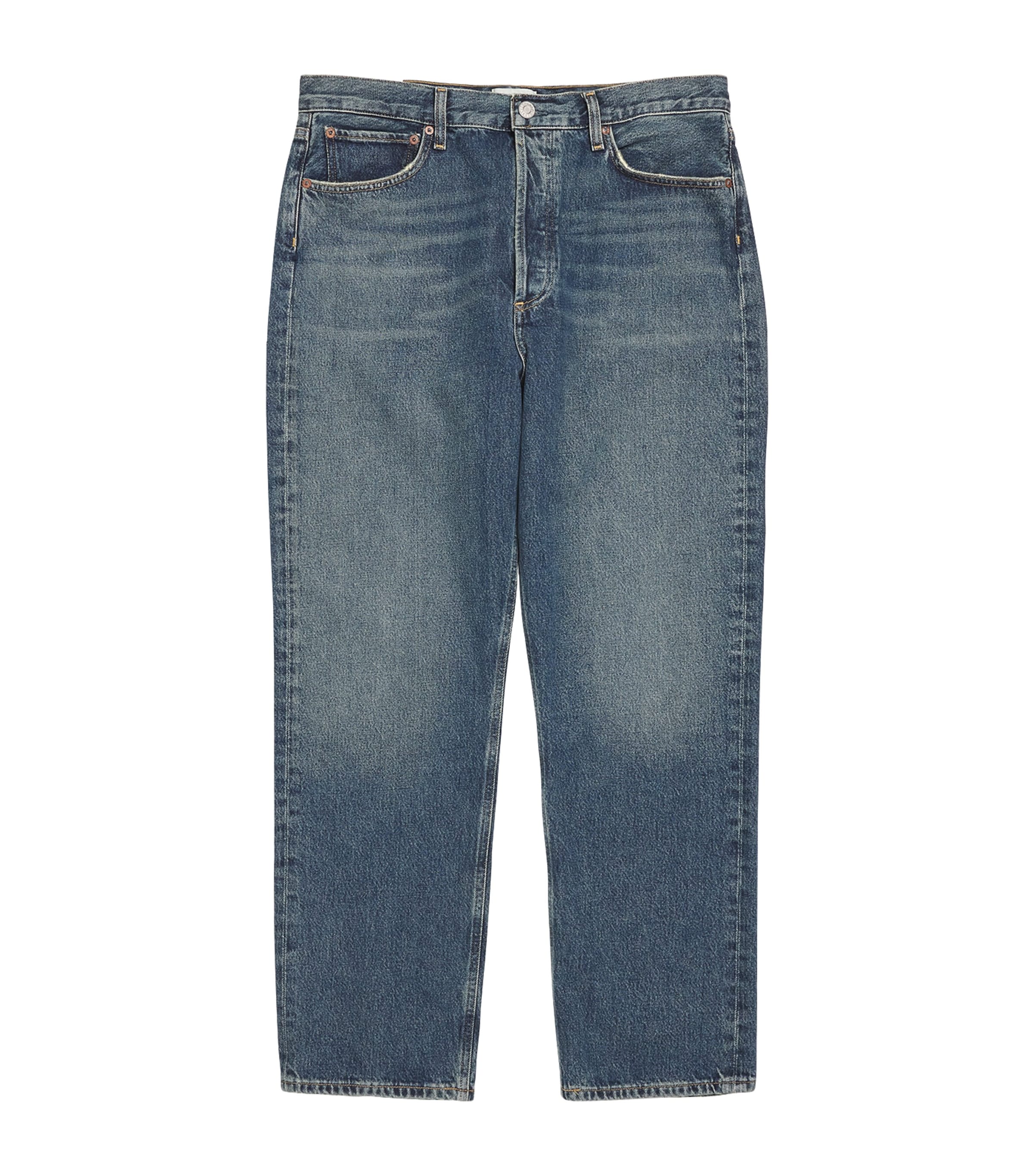 Agolde Blue Five-pocket Jeans With Lightened Effect In Regenerative Cotton Man In Blue
