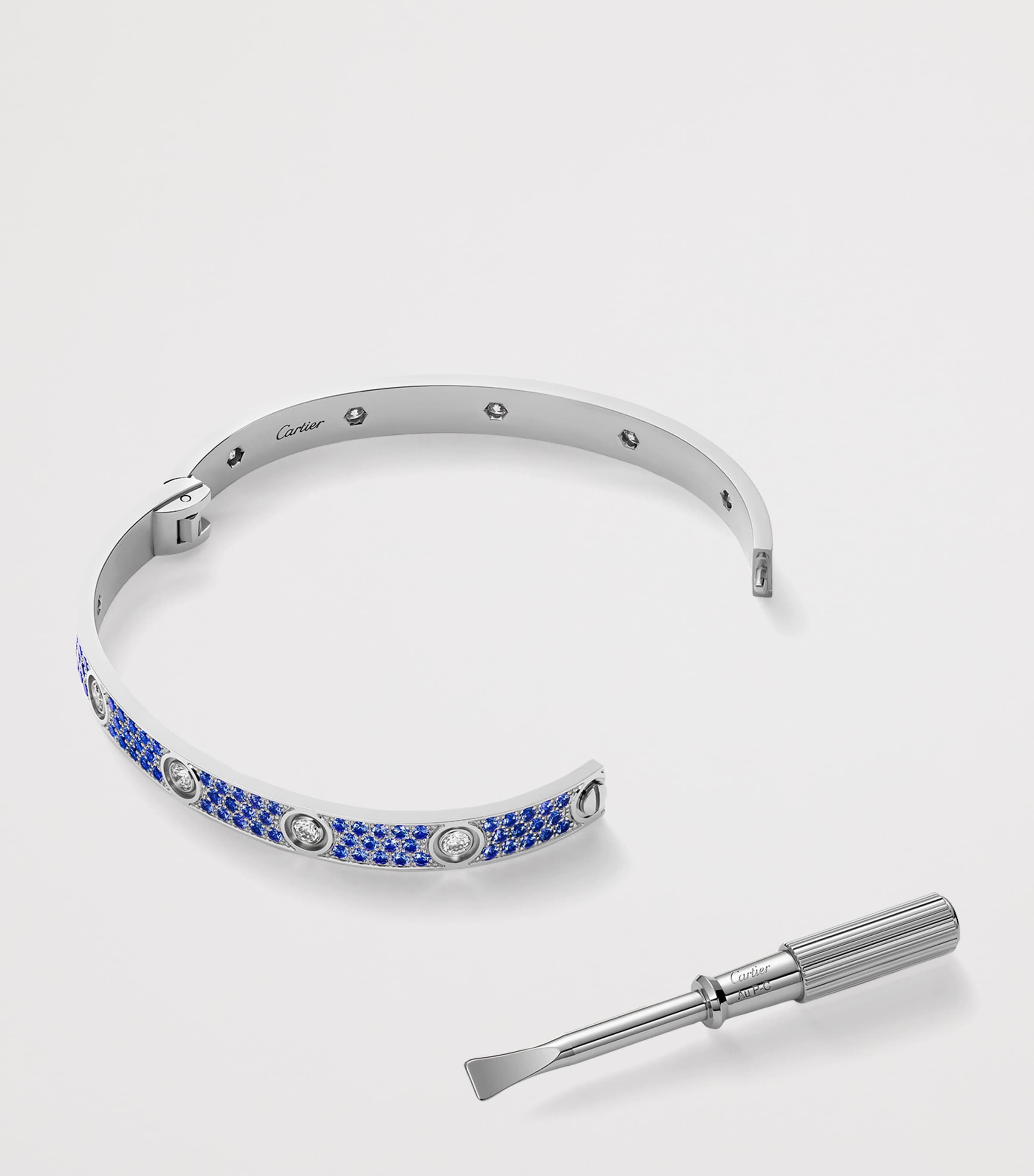 Cartier White Gold, Diamond and Sapphire Classic LOVE Bracelet White Gold Image 7