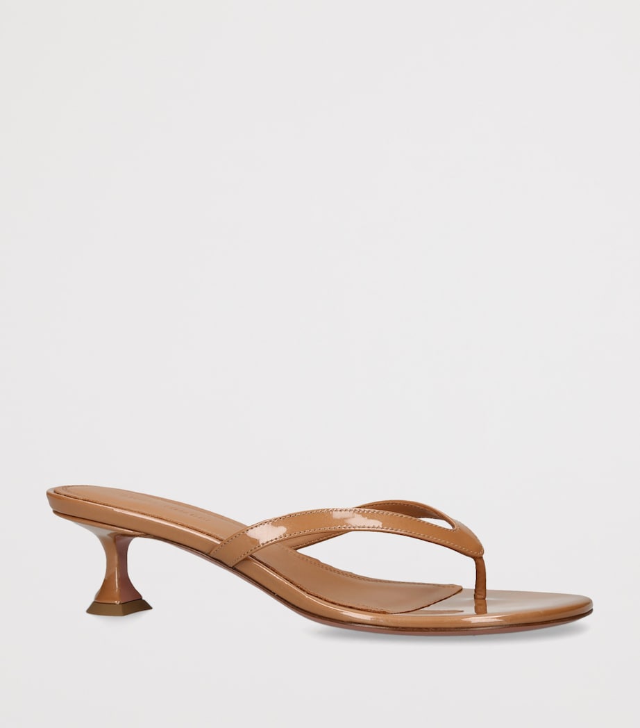 Amina Muaddi Leather Juliette Sandals 45 Mid Brown Image 3