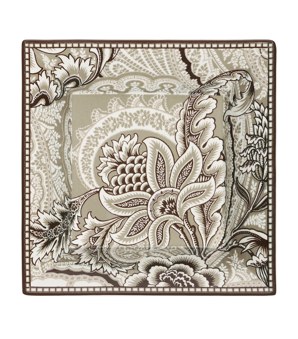 Etro Porcelain Bloom Tray (24cm x 24cm) Khaki