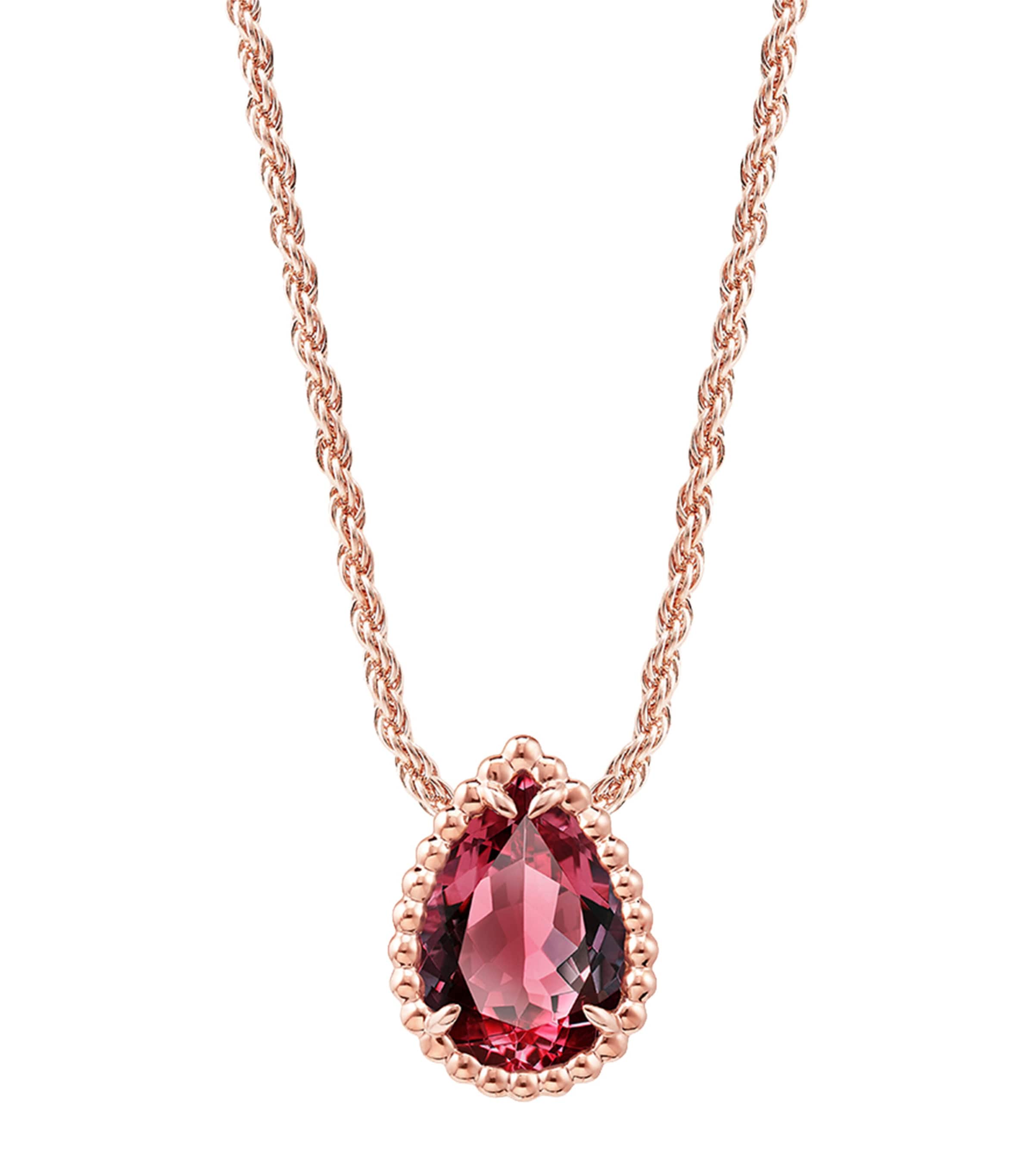 Boucheron Small Rose Gold and Garnet Serpent Bohème Motif Necklace