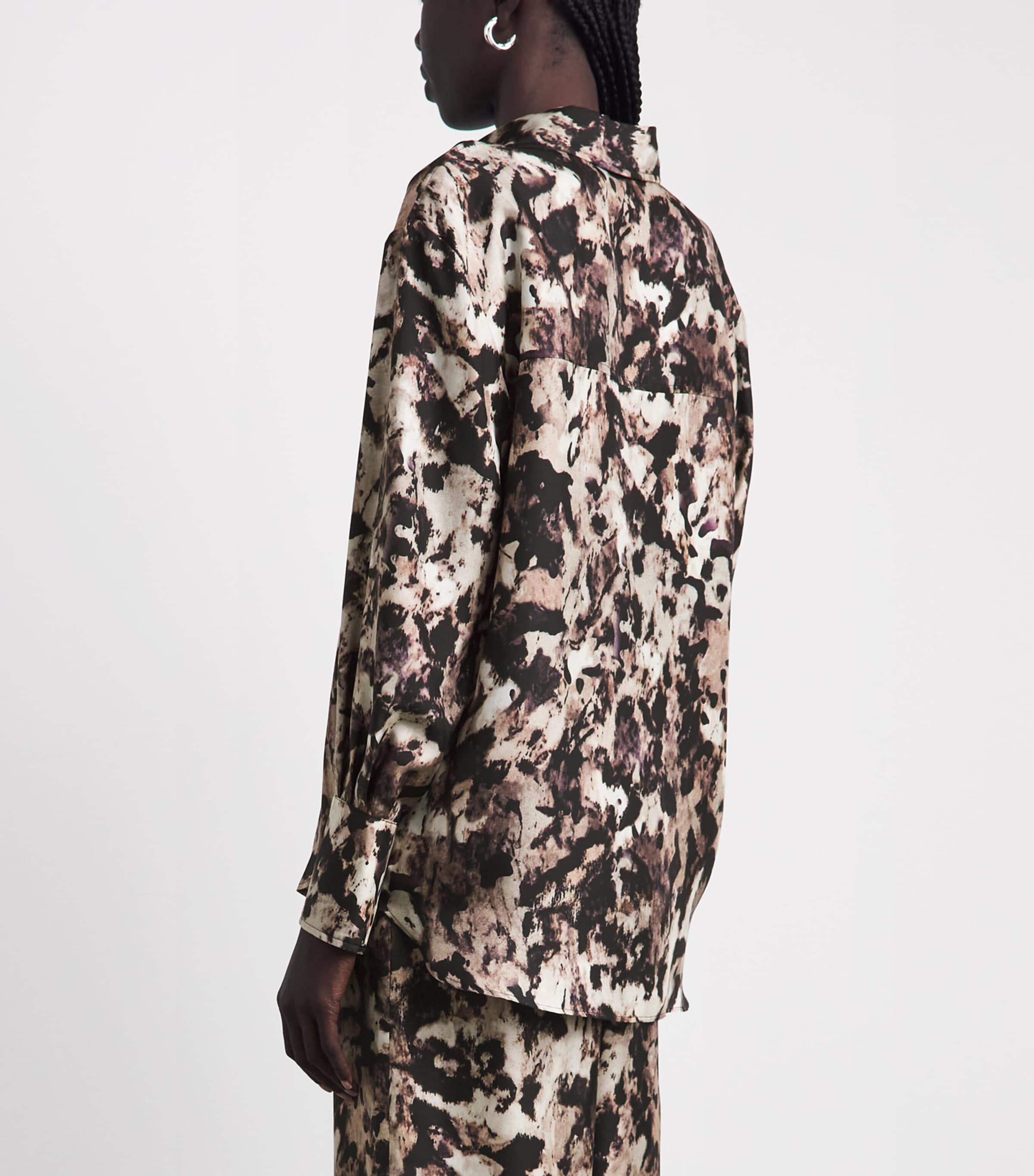 Agnona Womens Silk Printed Shirt Drk Bgdy Image 5