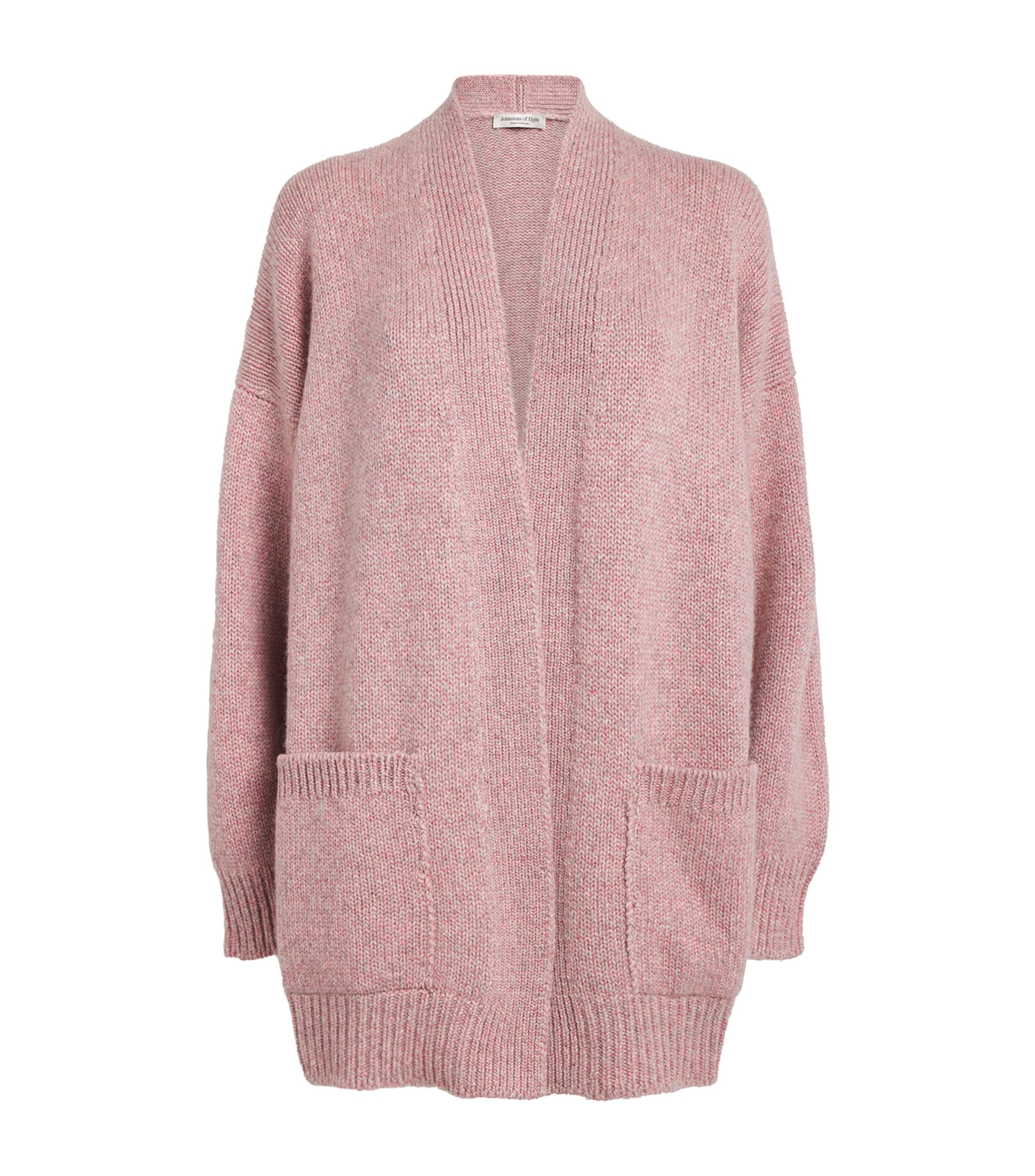 Johnstons Of Elgin Womens Cashmere-Cotton Slouch Cardigan Sea Coral Image 1