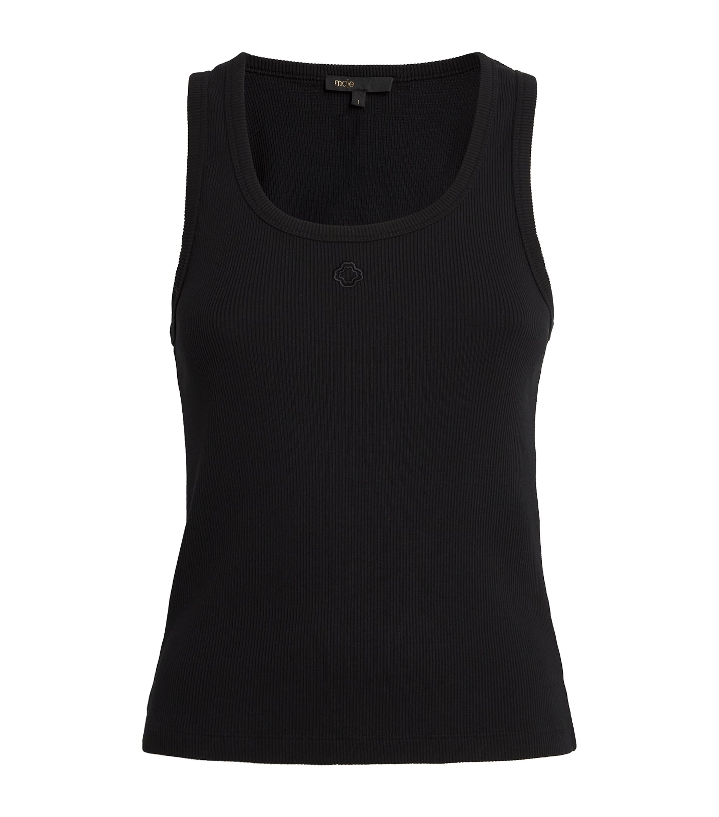 Maje Stretch-cotton Rib-knit Tank Top In Black