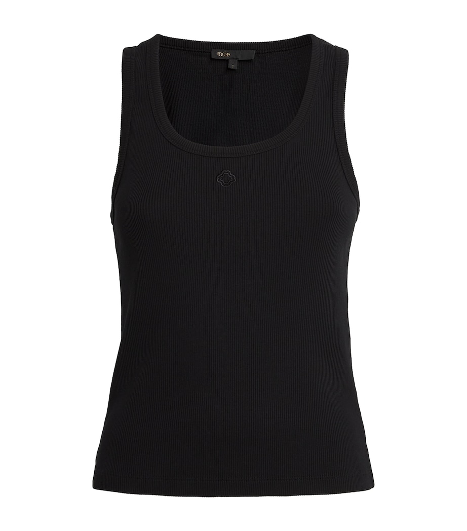 Stretch-Cotton Rib-Knit Tank Top BLACK Image 1