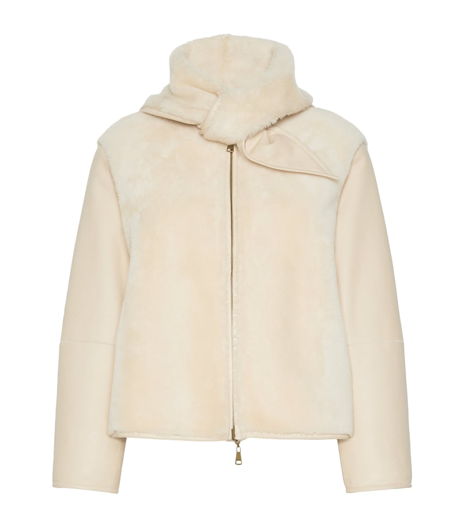 Max Mara Womens Shearling Coat Ivory Image 1