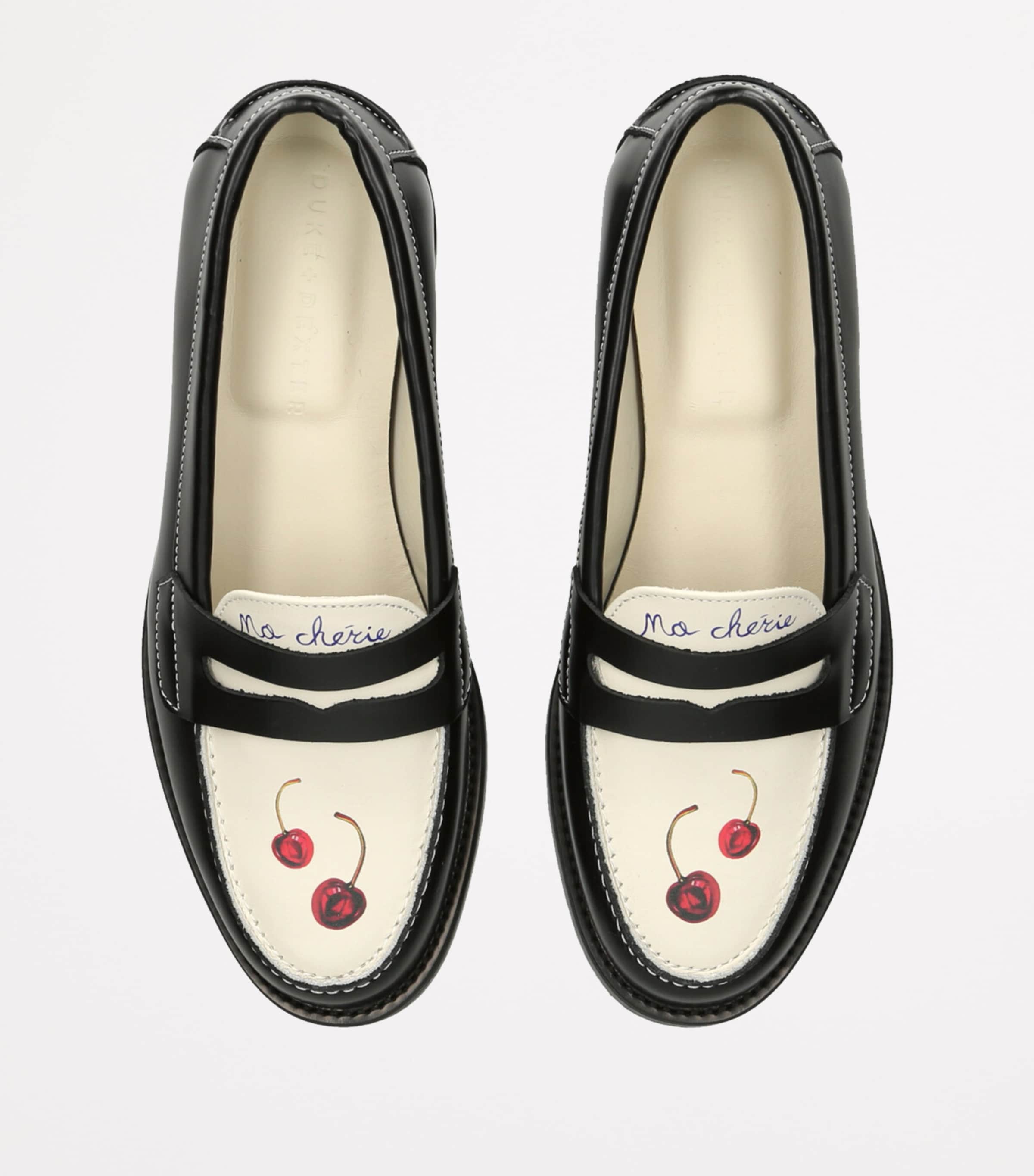 Leather Cherry Wilde Penny Loafers BLK/WHITE Image 4