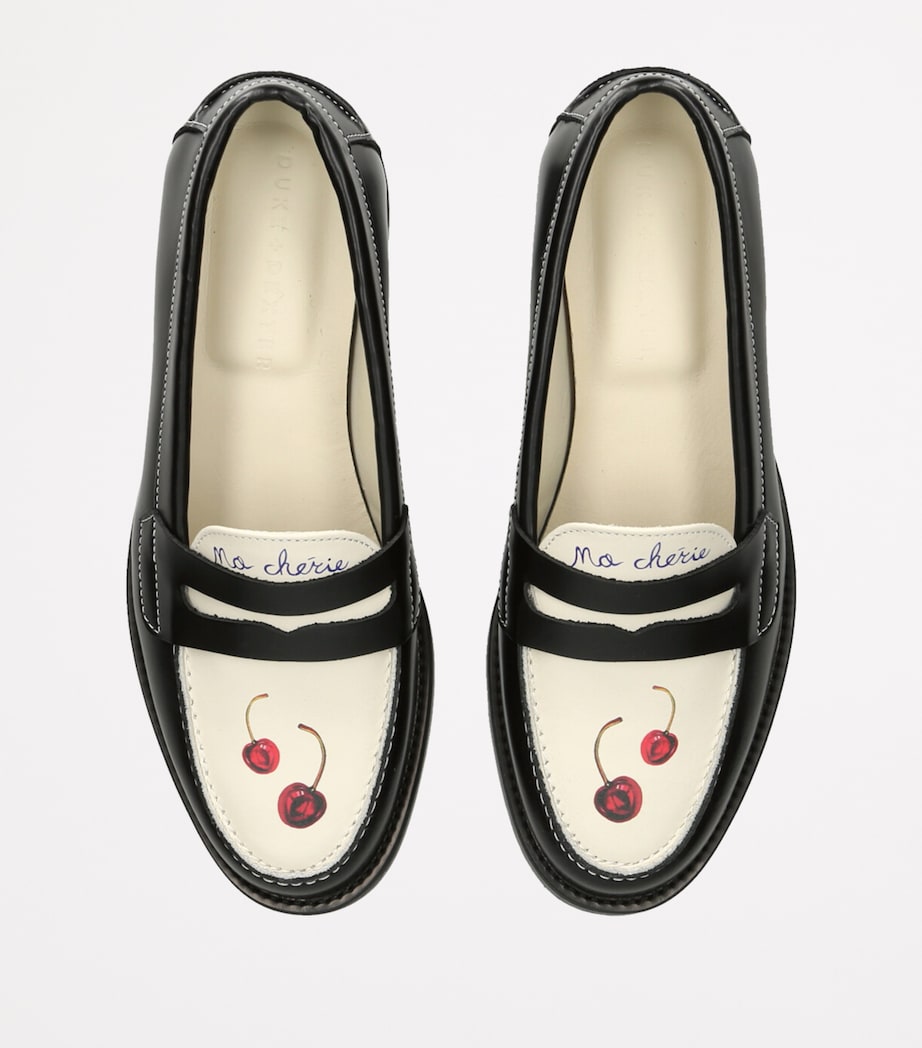 Leather Cherry Wilde Penny Loafers BLK/WHITE Image 4