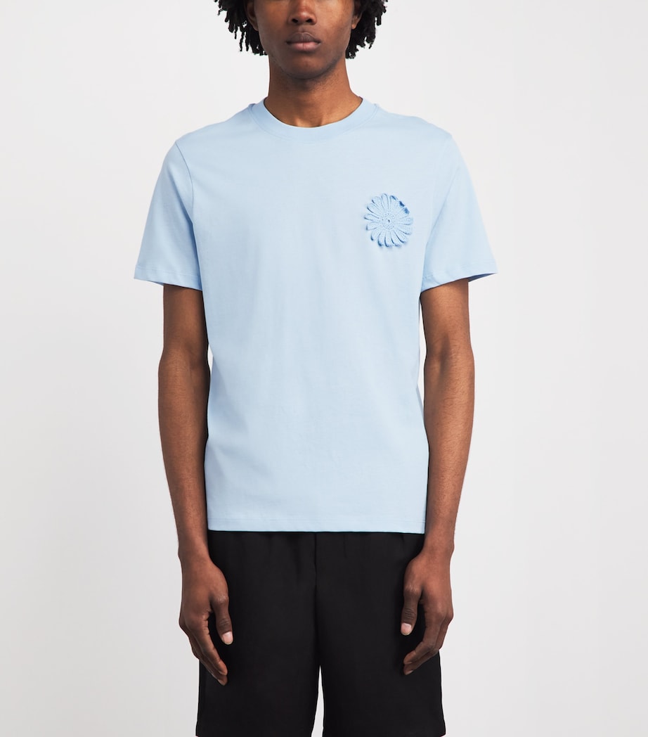 Sandro Paris Mens Cotton Crochet T-Shirt Sky Blue Image 4