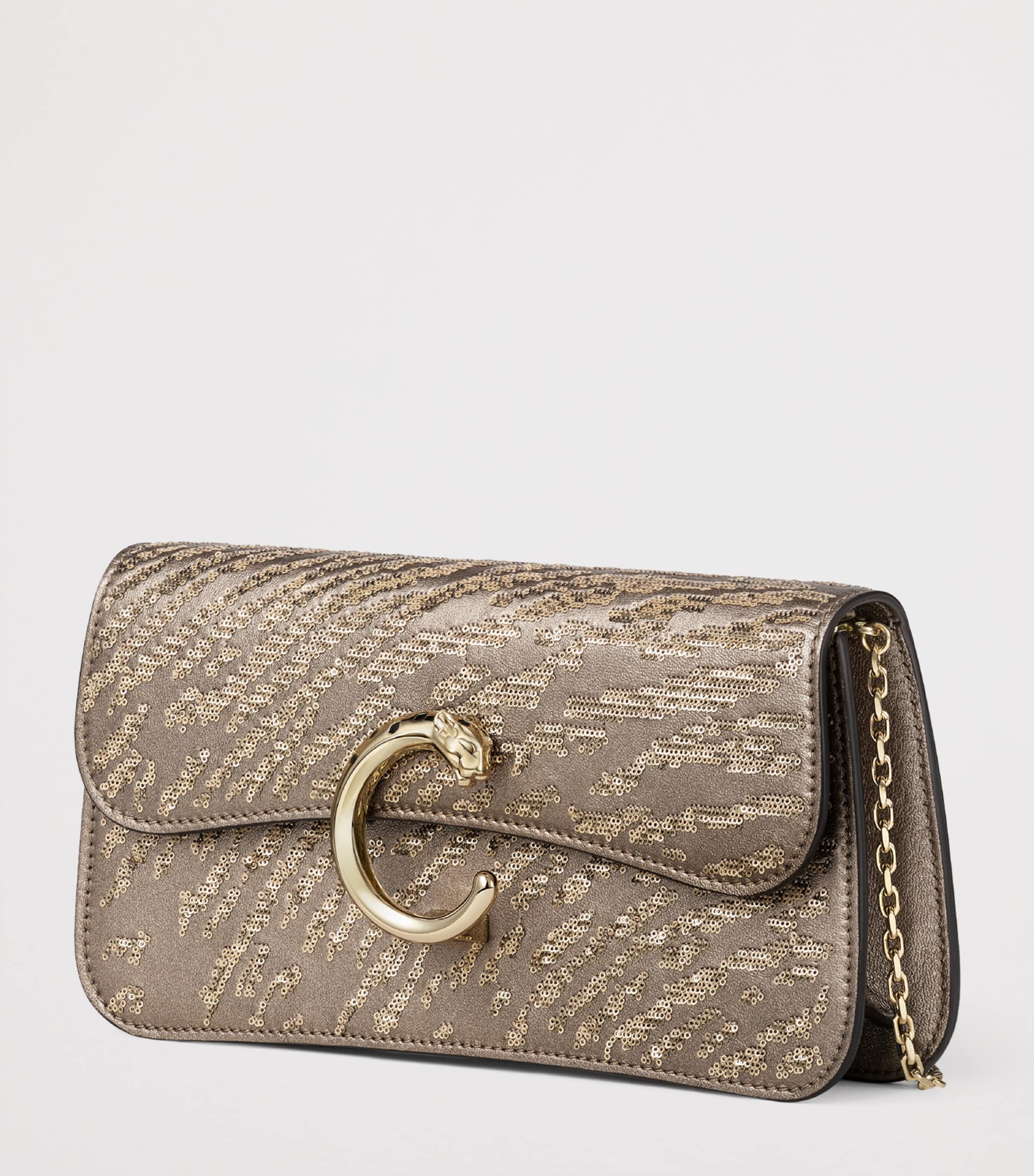 Cartier Mini Sequinned Panthère C de Cartier Chain Bag Gold Image 4