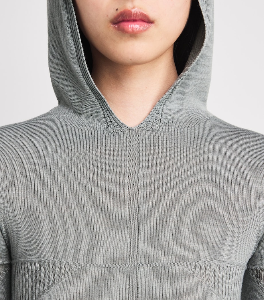 Virgin Wool Knitted Hoodie 06 WASHED INDIGO Image 7