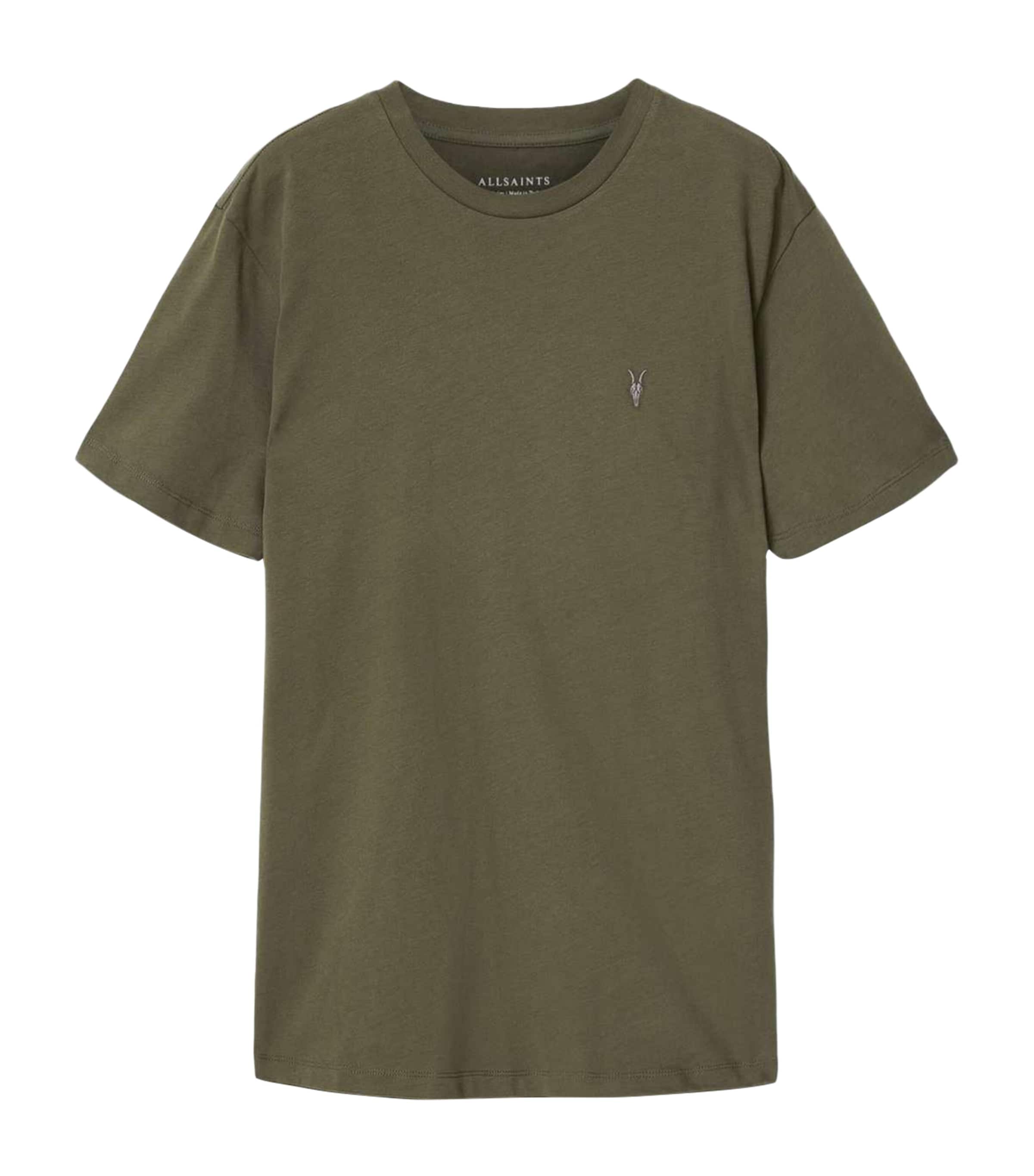 AllSaints Mens Embroidered Ramskull Dexter T-Shirt Wild Green Image 1