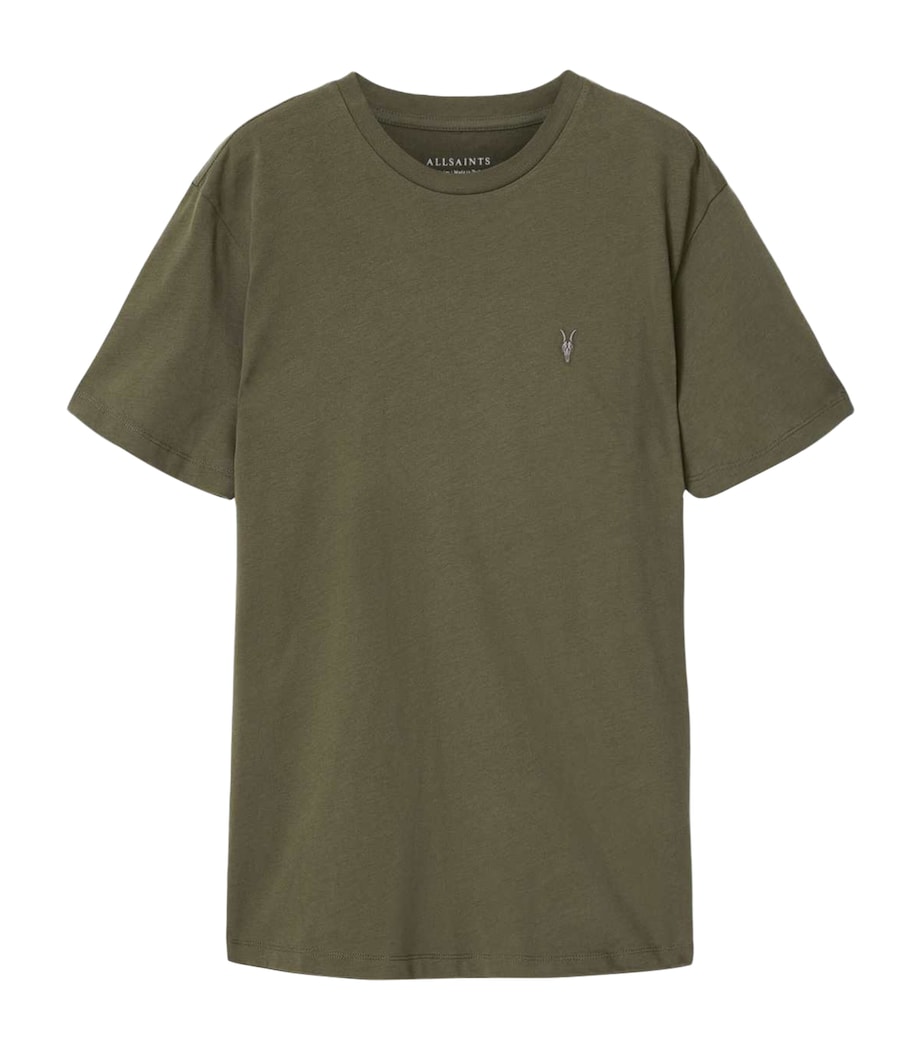 AllSaints Mens Embroidered Ramskull Dexter T-Shirt Wild Green Image 1
