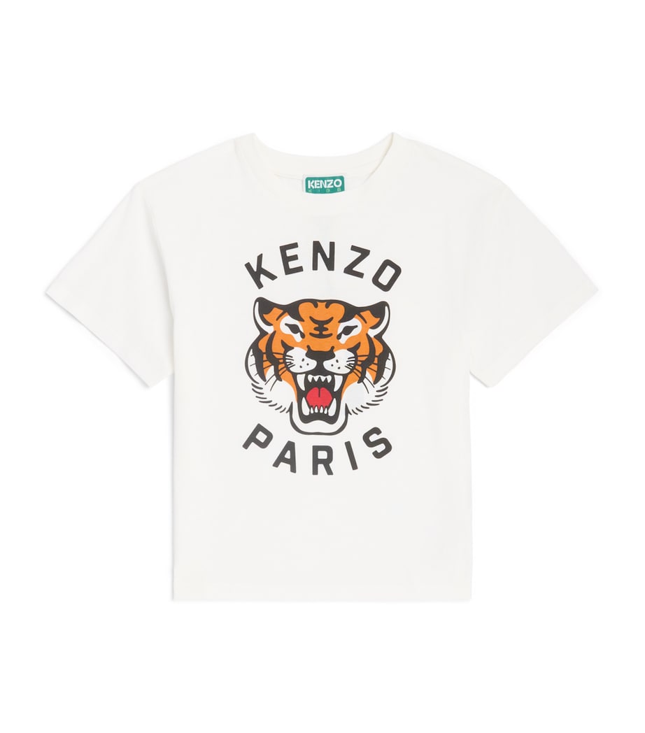 Kenzo Kids Cotton Tiger T-Shirt (2-14 Years) Offwhite Image 1