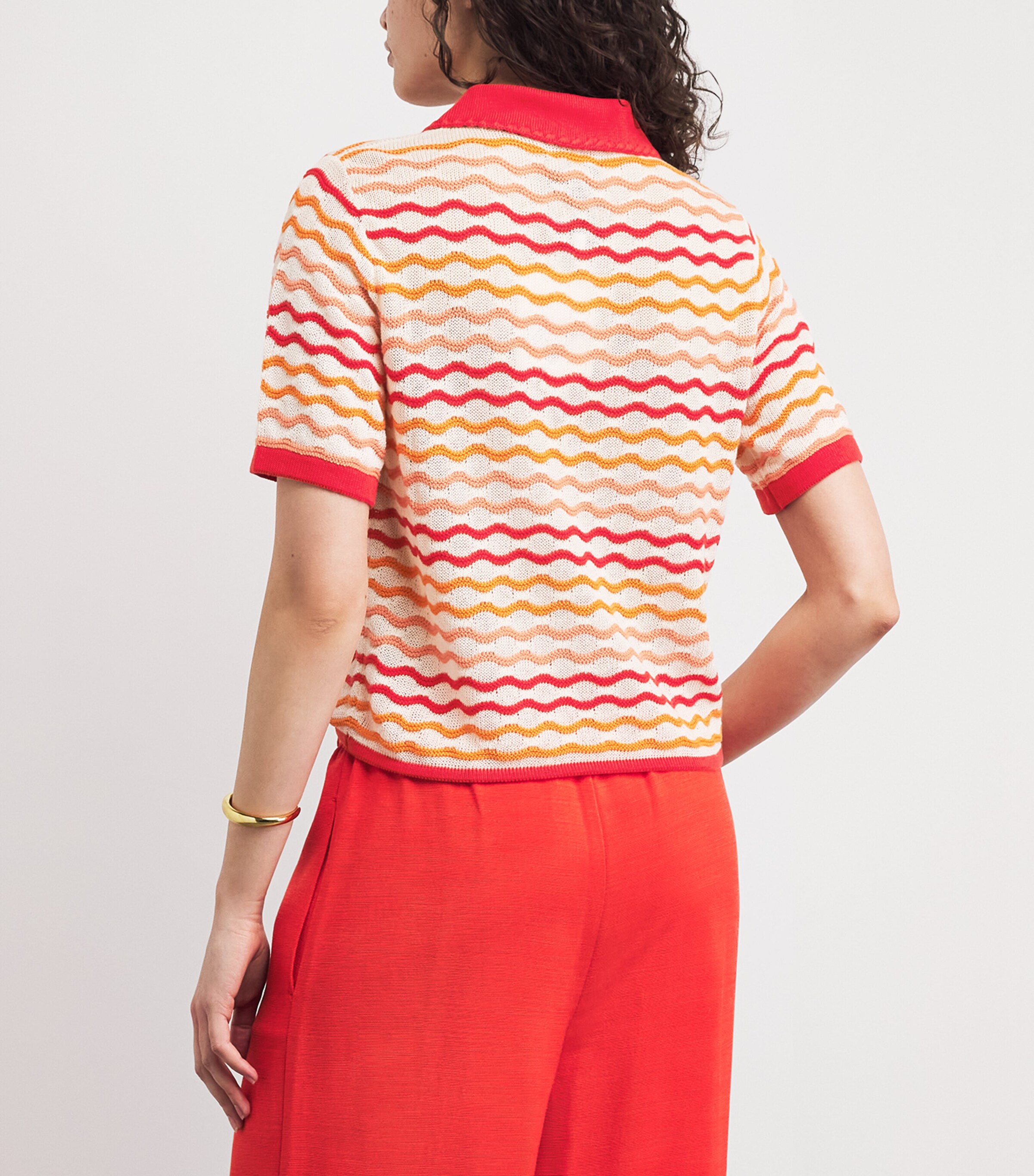 ESCVDO Womens Cotton Knitted Stripe Polo Shirt Image 5