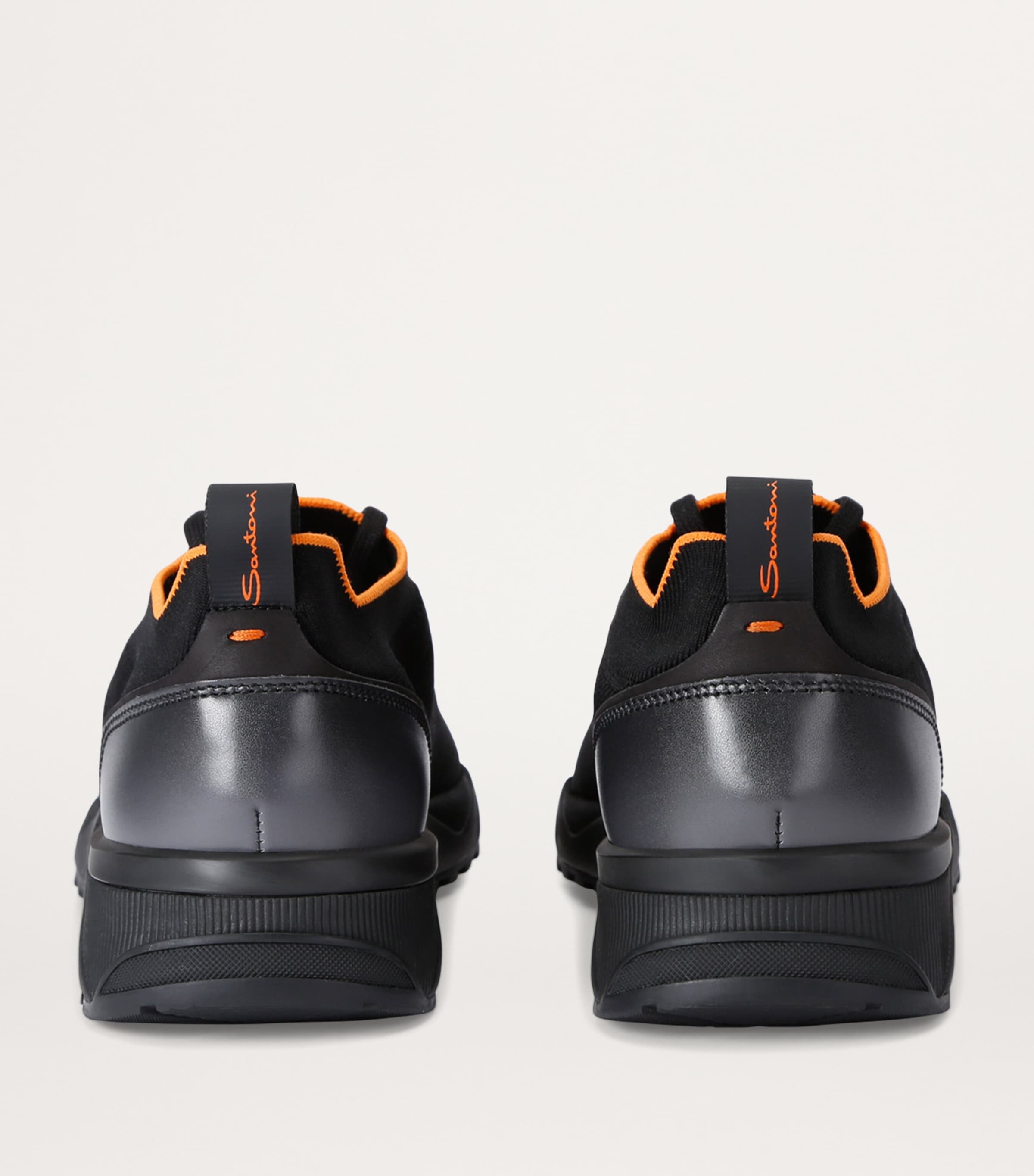 Santoni Mens Technical-Knit Runner Sneakers Black Image 2