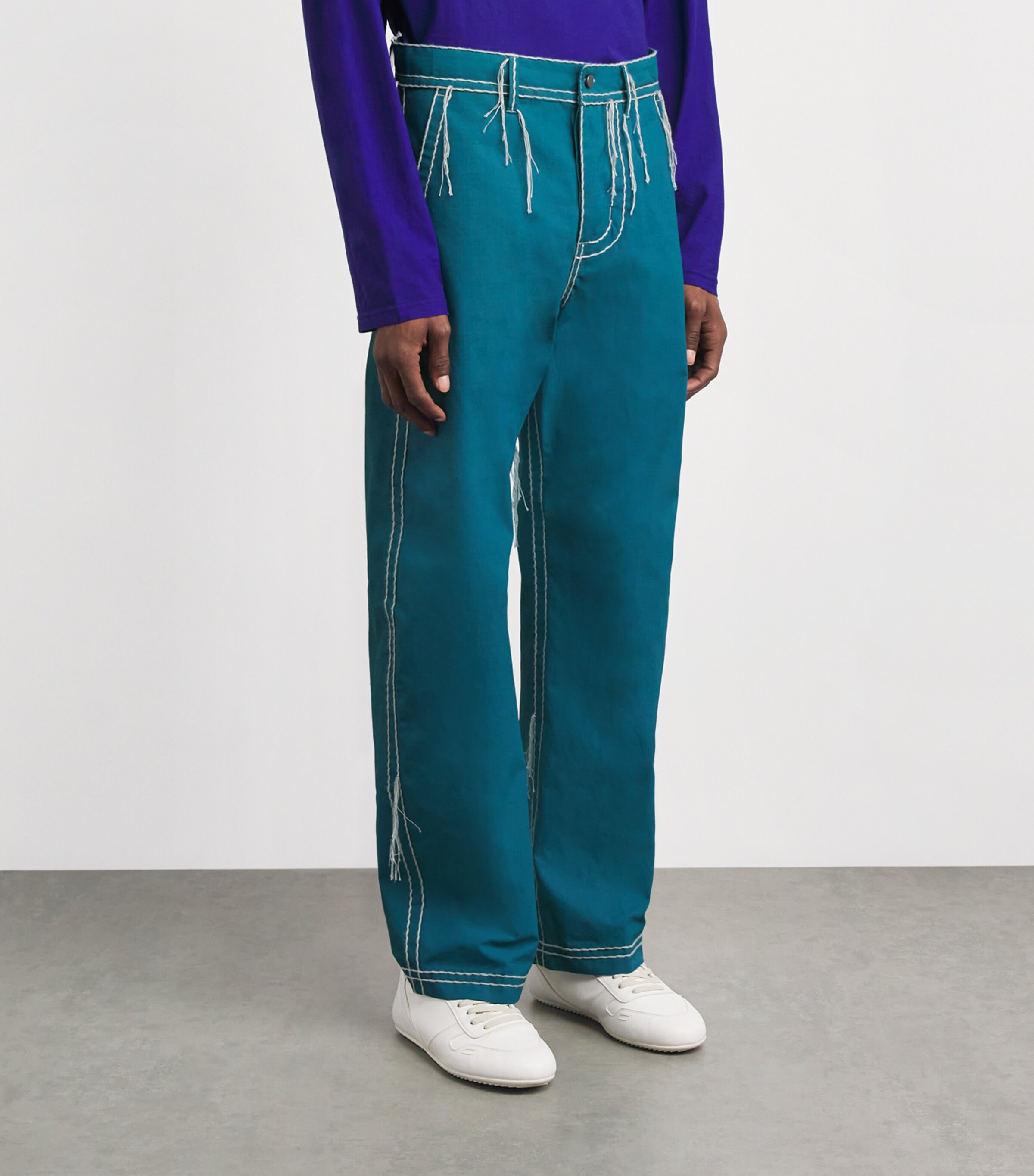 Craig Green Mens Cotton Embroidered Trousers Blue/ Grey Image 4