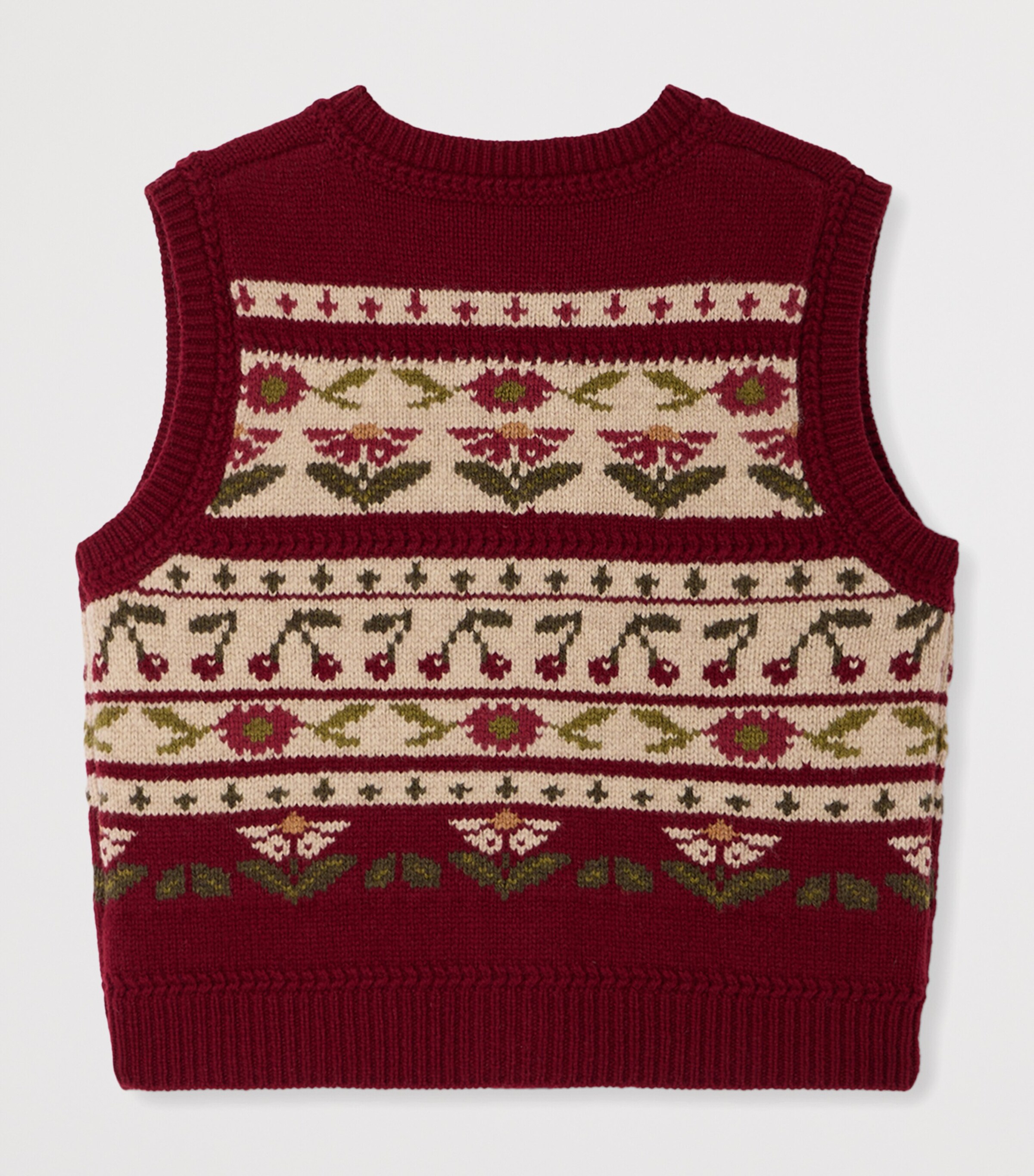 Bonpoint Wool Jacquard Sweater Vest (4-8 Years) Bordeaux Image 2