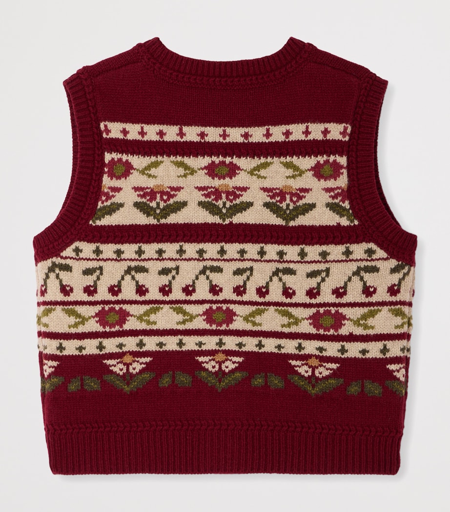 Bonpoint Wool Jacquard Sweater Vest (4-8 Years) Bordeaux Image 2
