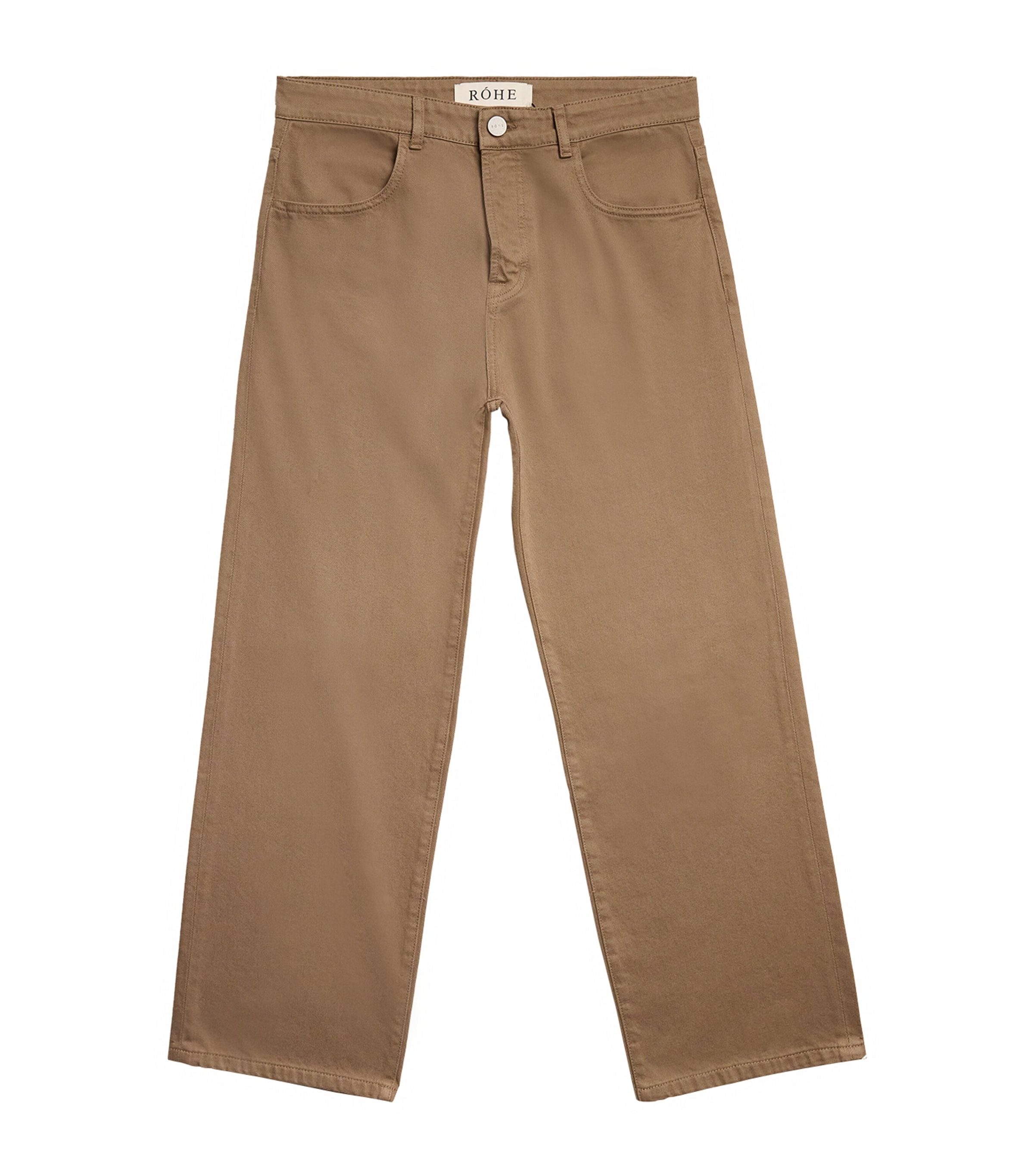 Róhe Mens Cotton Straight Jeans Taupe Image 1