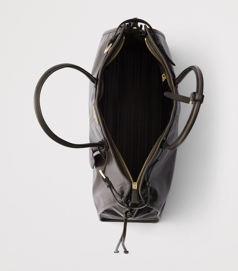 Prada Extra Large Leather Bonnie Shoulder Bag Green Image 5