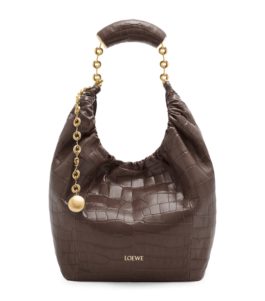 Small Crocodile Squeeze Shoulder Bag CHESTNUT Image 1