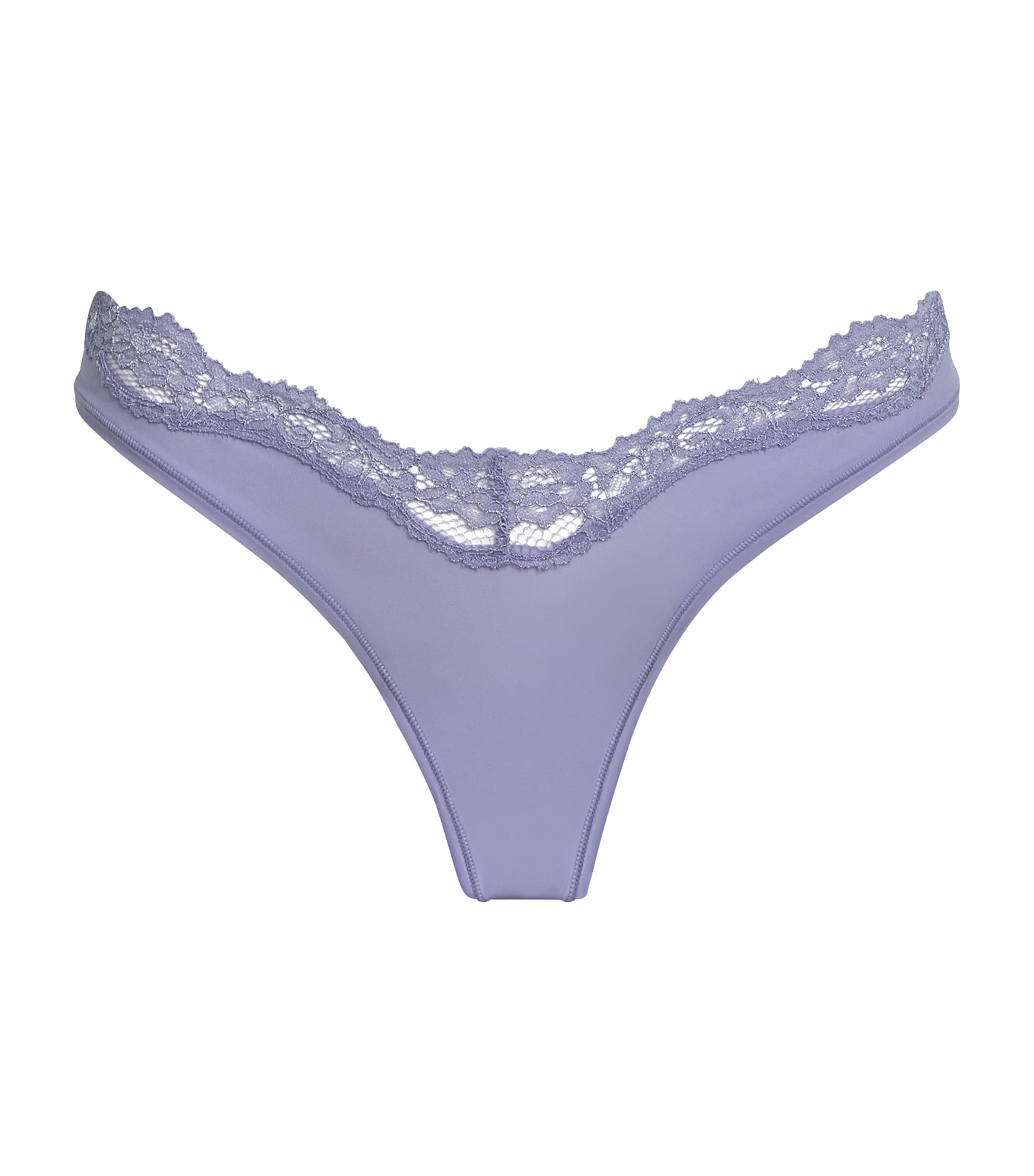 Skims Lace-trim Fits Everybody Dipped Thong In Blue