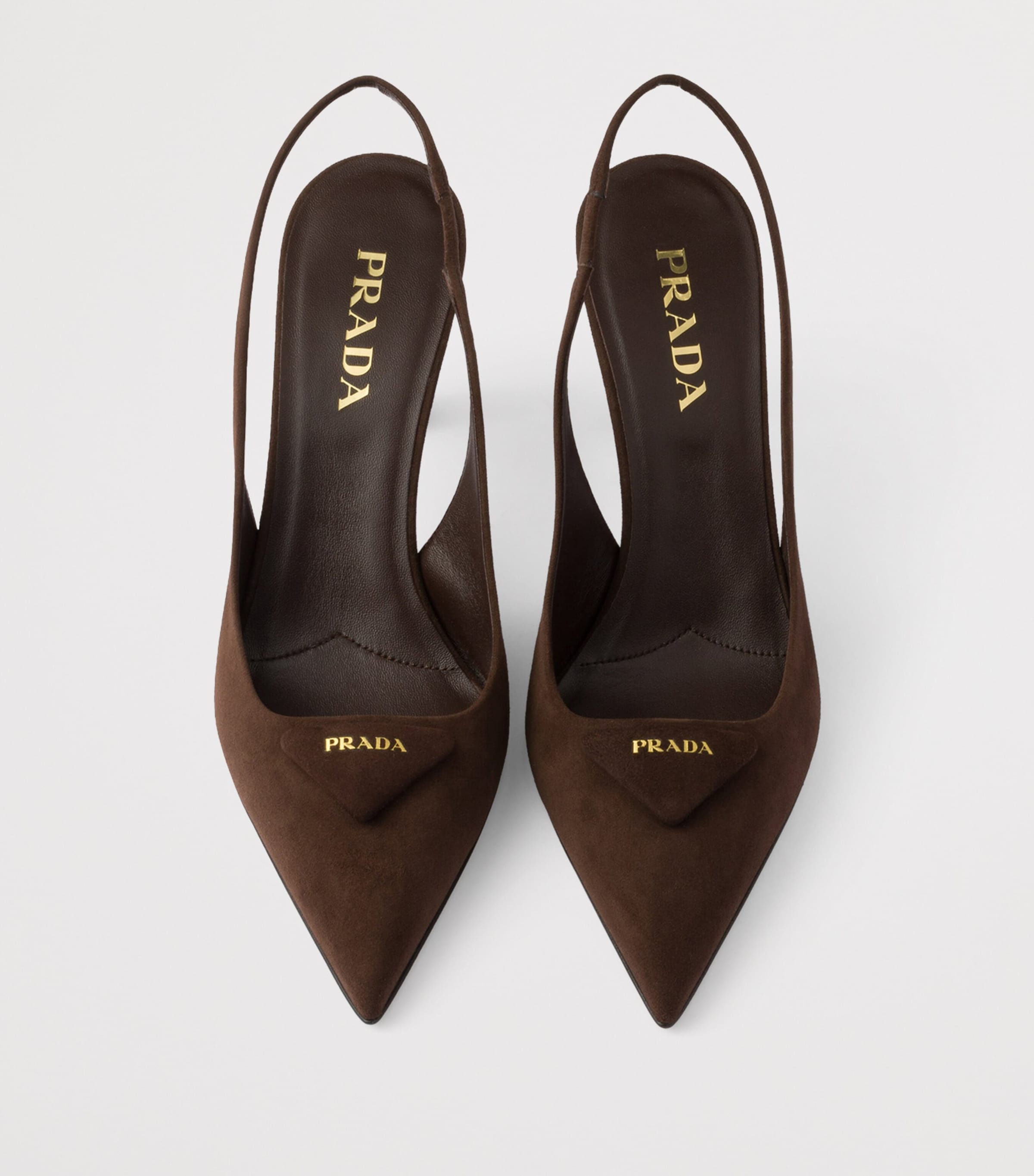 Prada Brown Suede Triangle Slingback Pumps 75 | Harrods EE