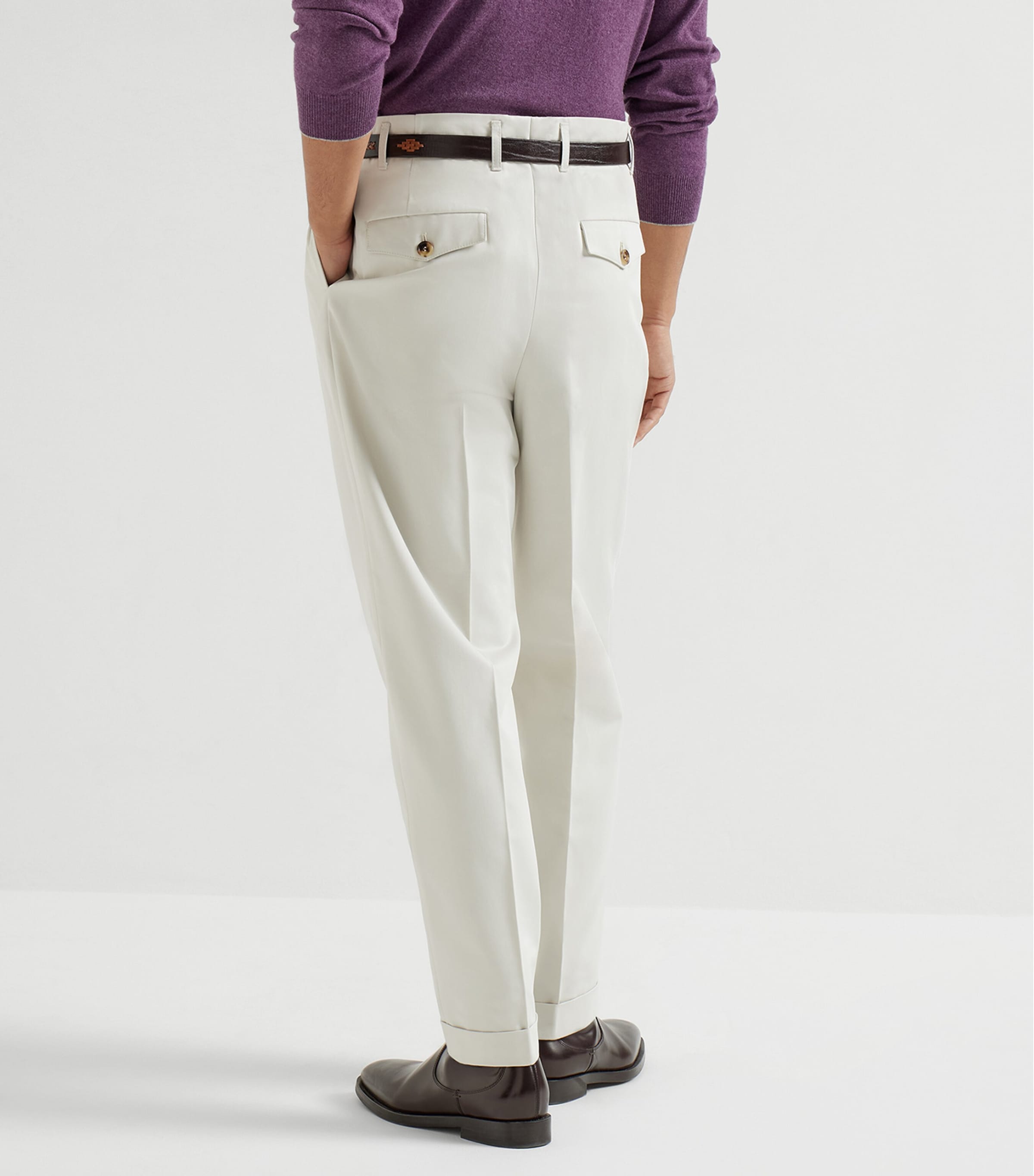 Cotton Satin Straight Tailored Trousers C4807 Image 4