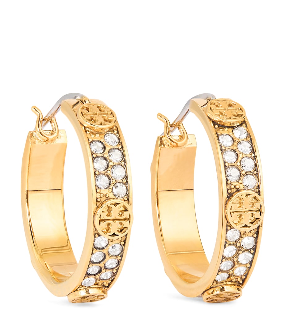 Small Icon Pavé Hoop Earrings TORY GOLD / CRYSTAL Image 1