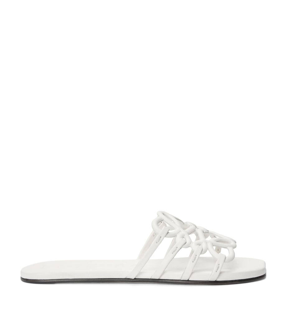 LOEWE Leather Petal Anagram Slides Anthurium White Image 1