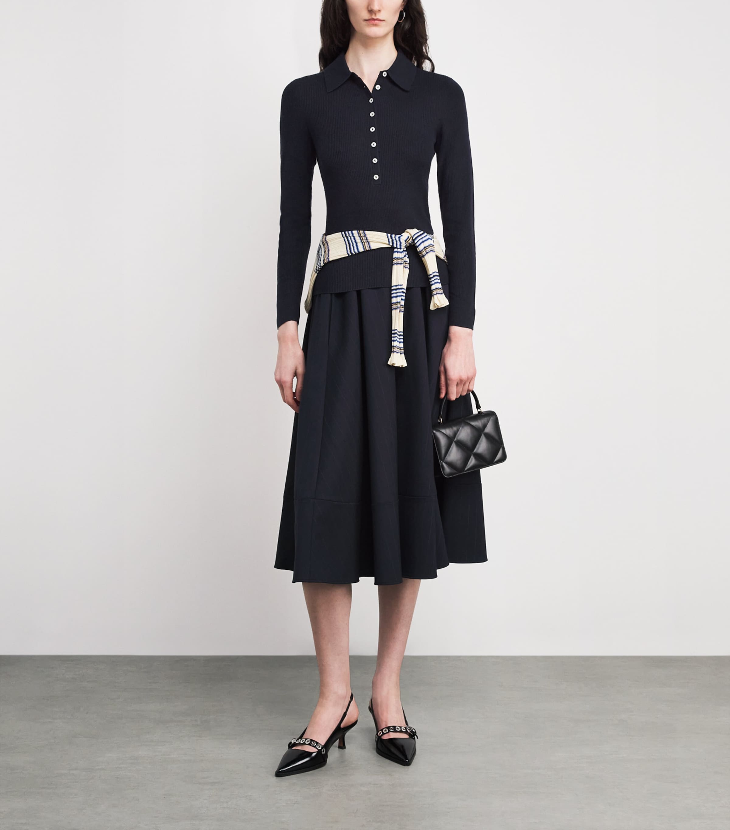 Wool-Silk Polo Sweater NAVY Image 2