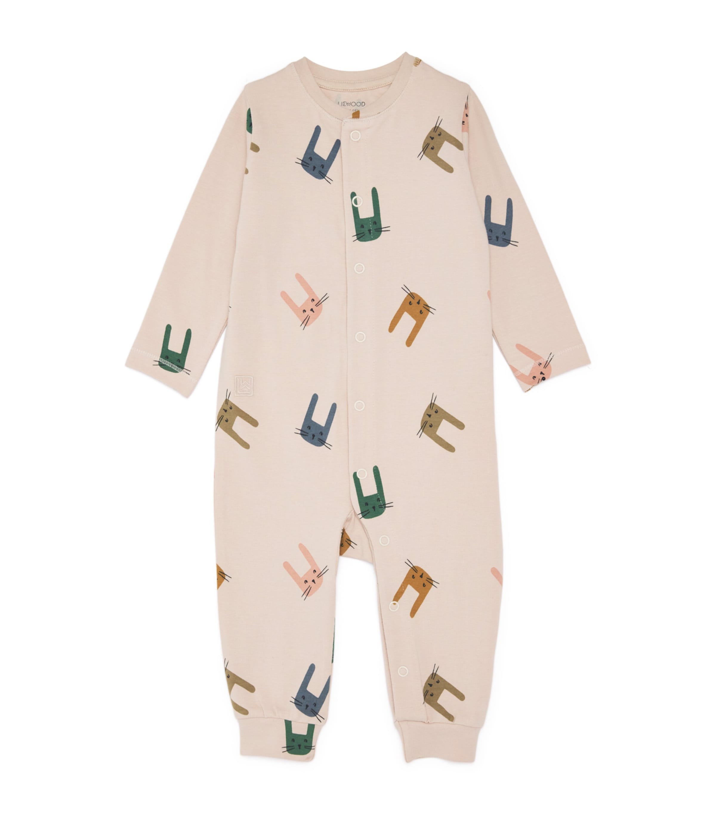 Shop Liewood Stretch-cotton Bunny Playsuit In Beige