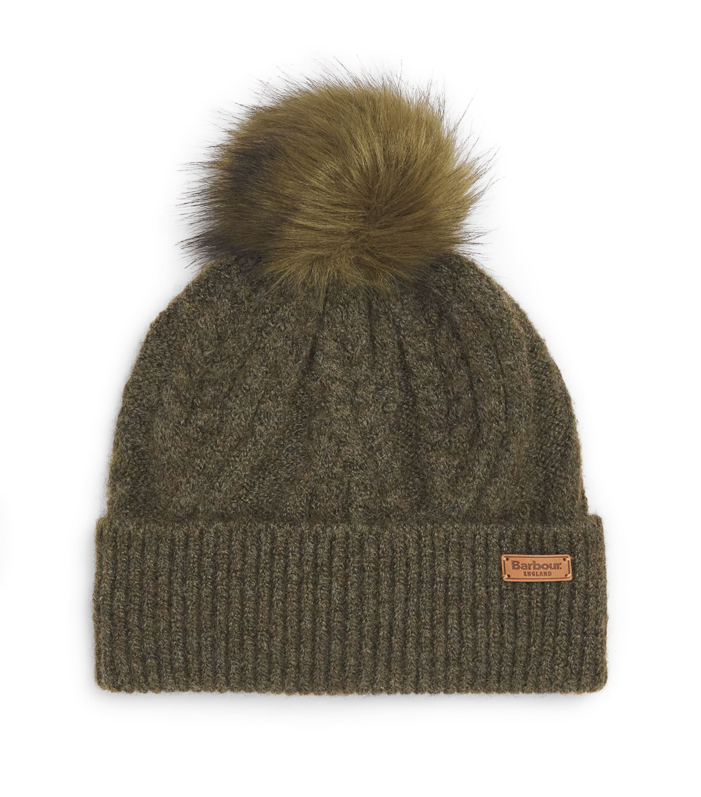 Barbour Pom-Pom Elsdon Beanie Olive Image 1