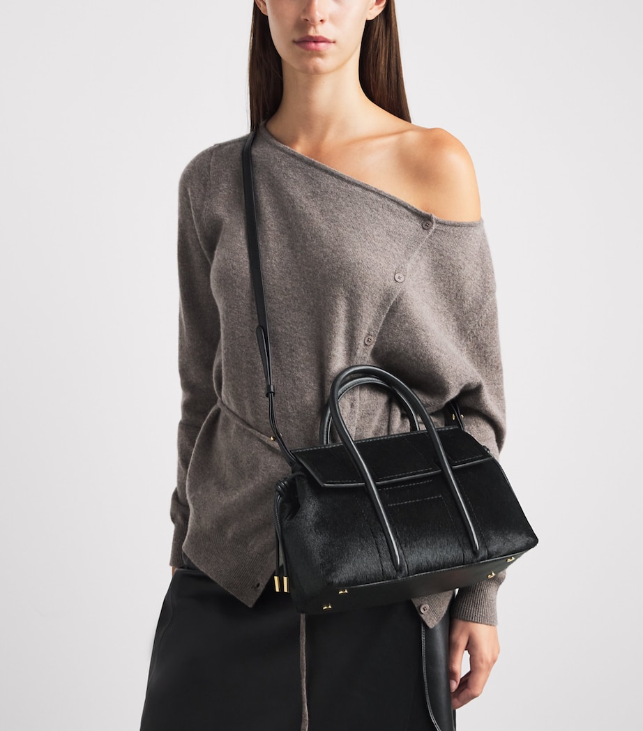 Harrods Small Calf Hair Marcie Shoulder Bag Black Image 2