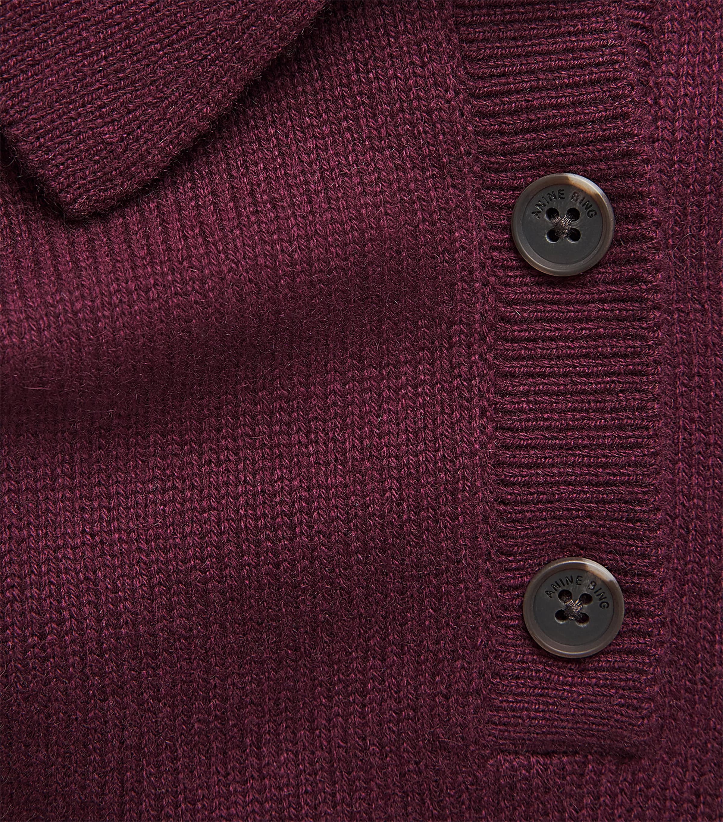 ANINE BING Womens Cashmere Lee Polo Sweater Burgundy Image 6