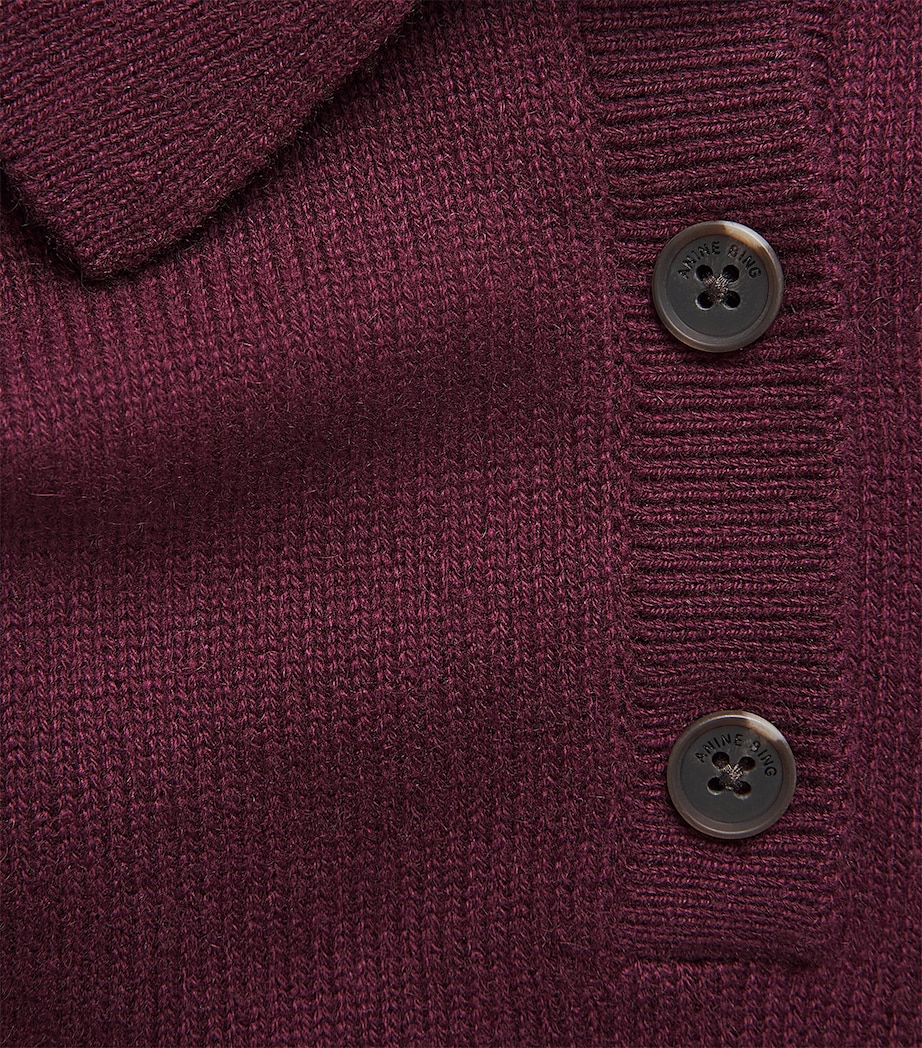 ANINE BING Womens Cashmere Lee Polo Sweater Burgundy Image 6