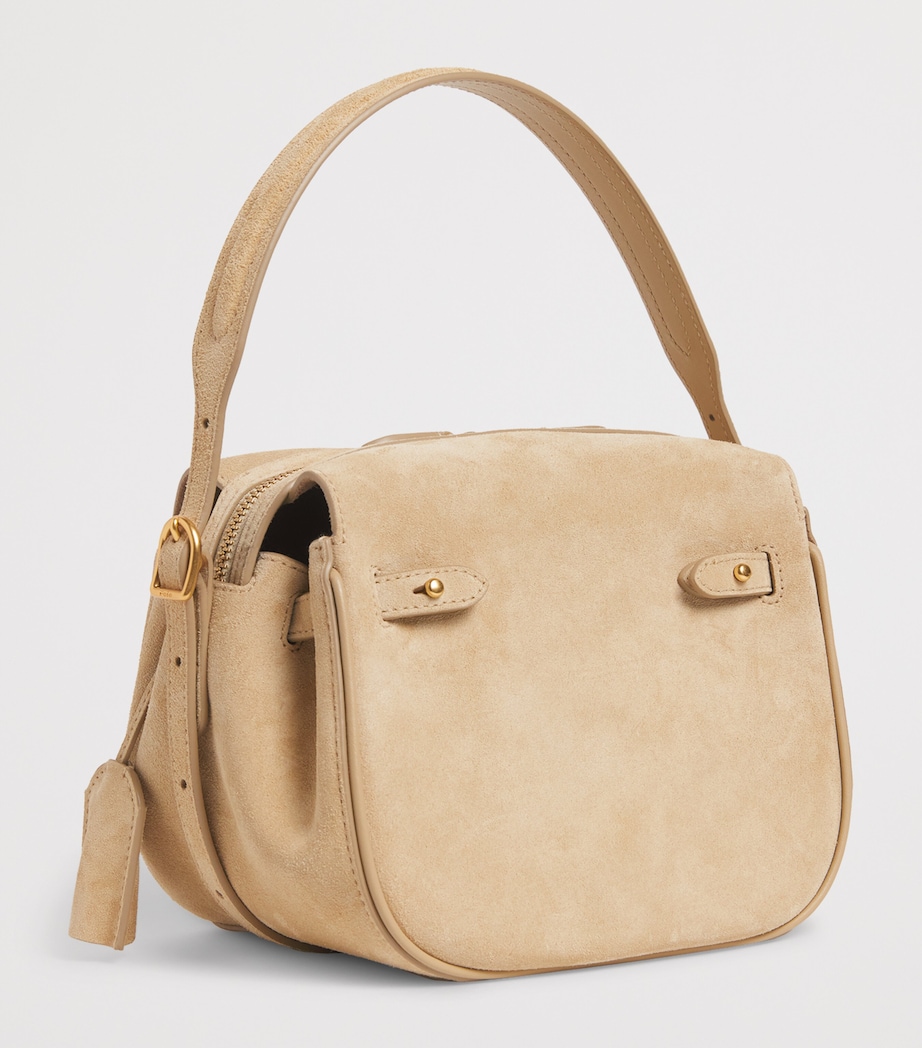 Polo Ralph Lauren Small Suede Polo ID Satchel Bag Cashew Image 3