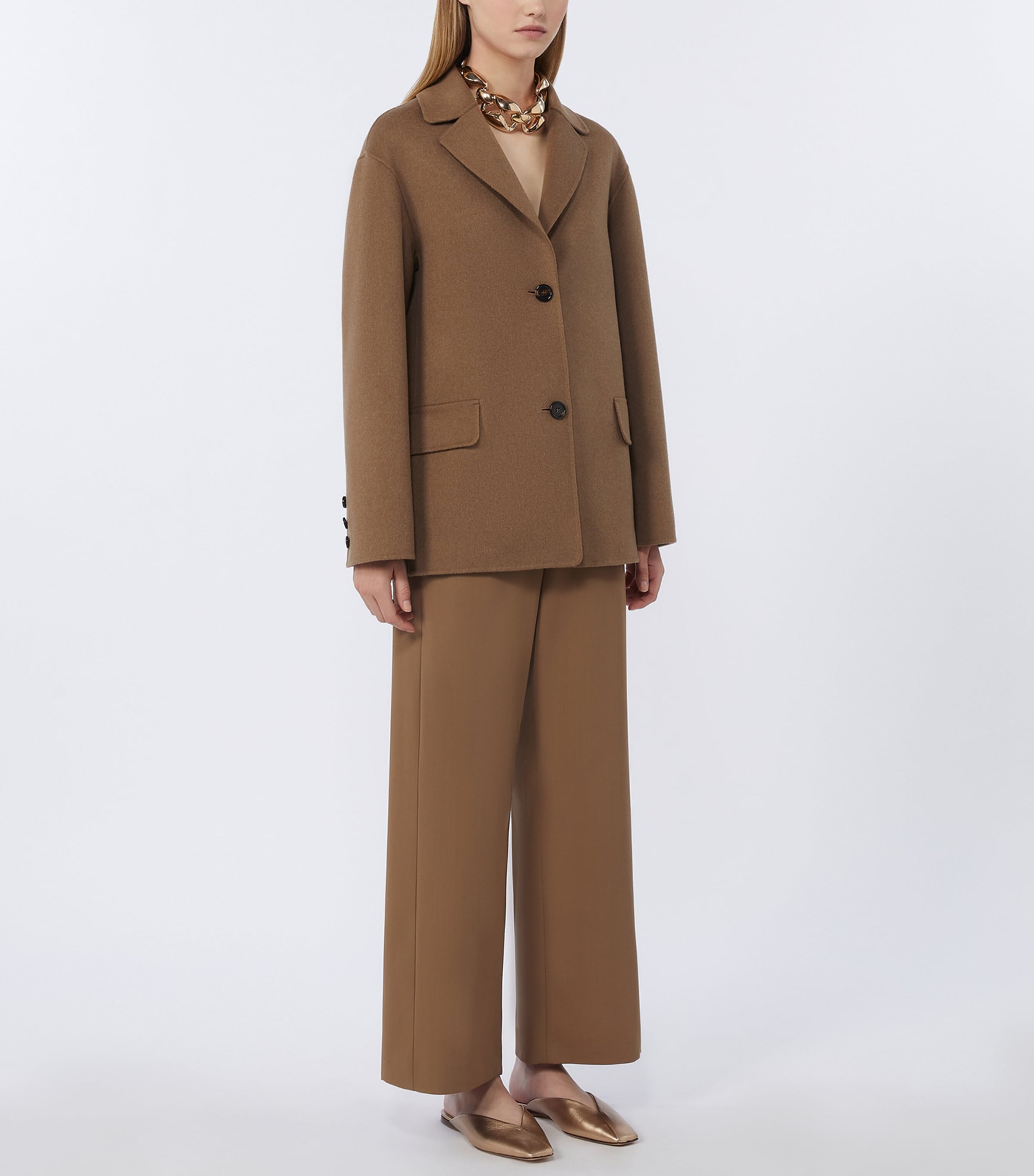 Virgin Wool Single-Breasted Coat CAMEL Image 2