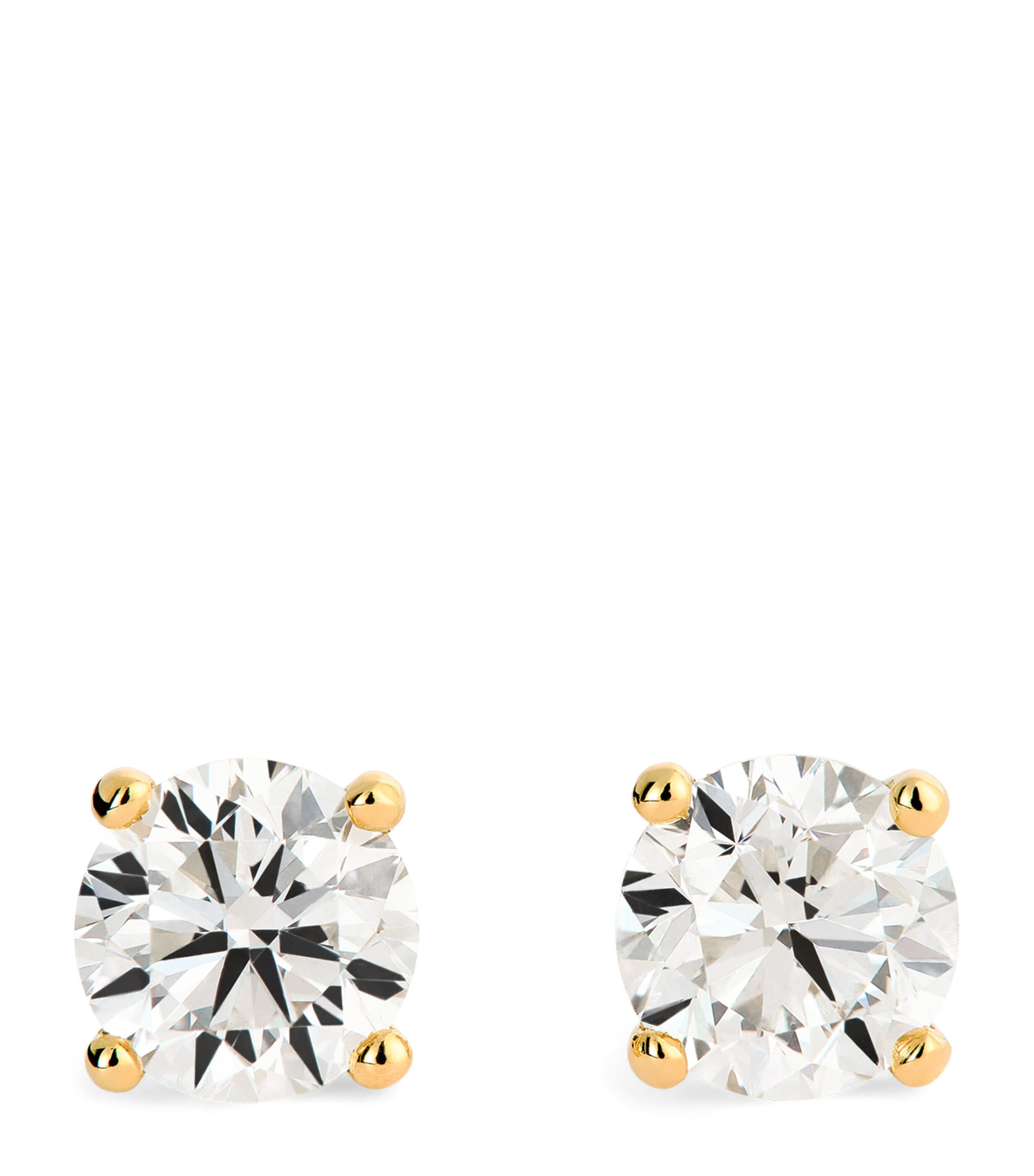 Harrods Yellow Gold And Diamond Stud Earrings In Gold
