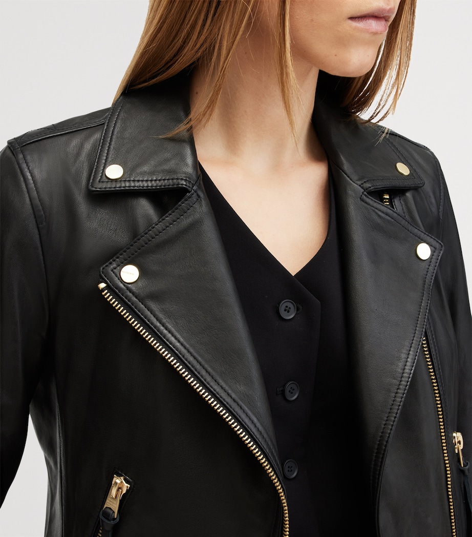 Leather Dalby Biker Jacket BLACK/GOLD Image 9