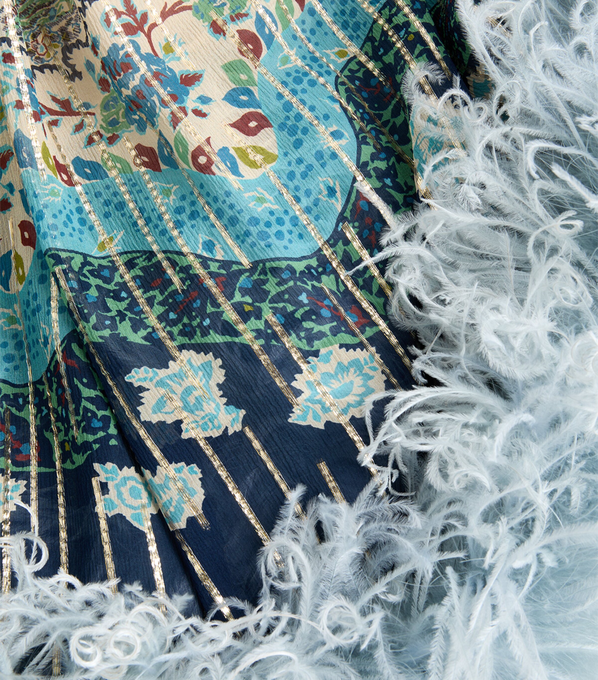 Valentino Womens Silk Feather-Trim Midi Dress Image 7